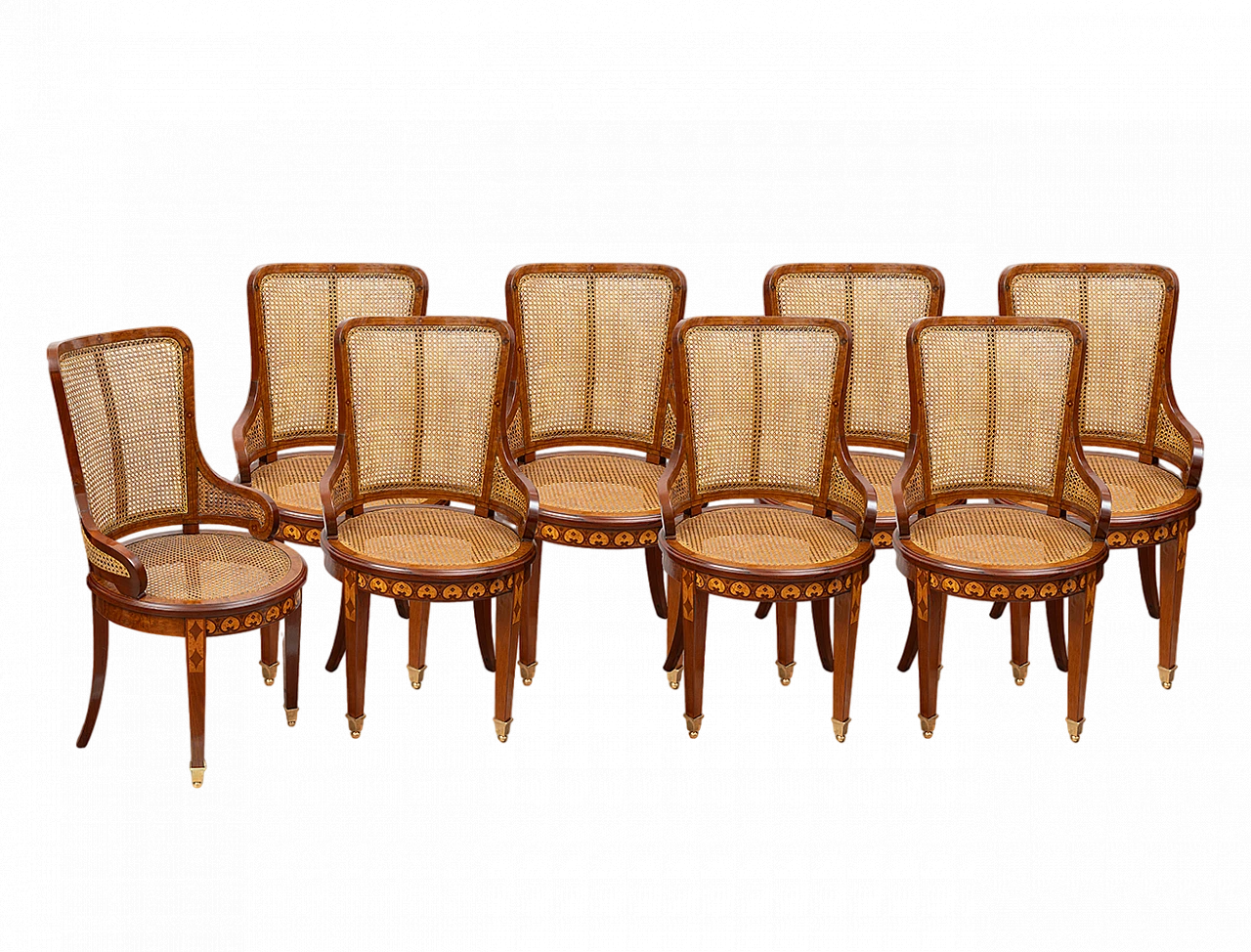 8 French Napoleon III chairs in wood and Vienna straw, 19th century 9