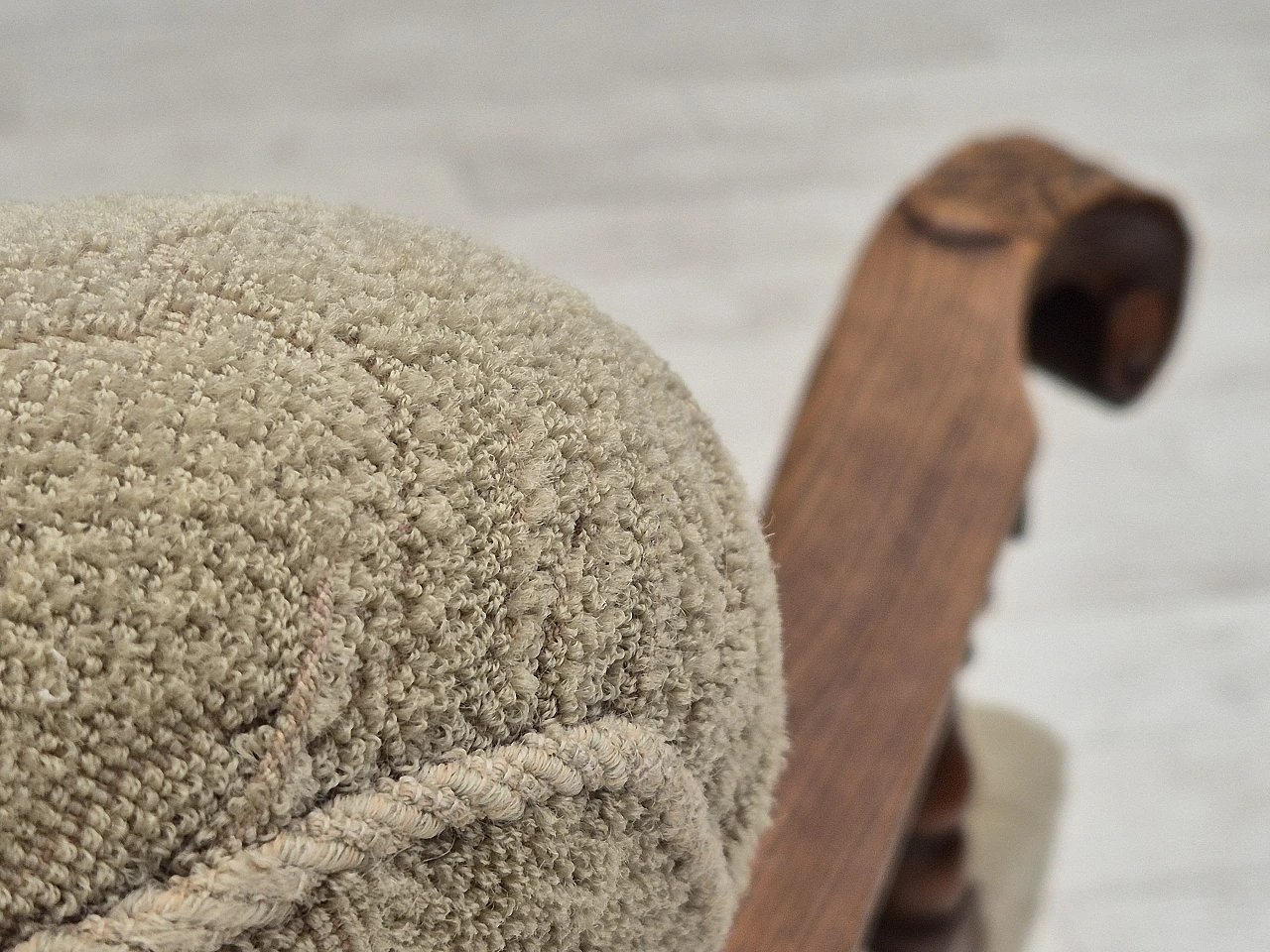 Danish fabric and carved oak armchair, 1950s 20