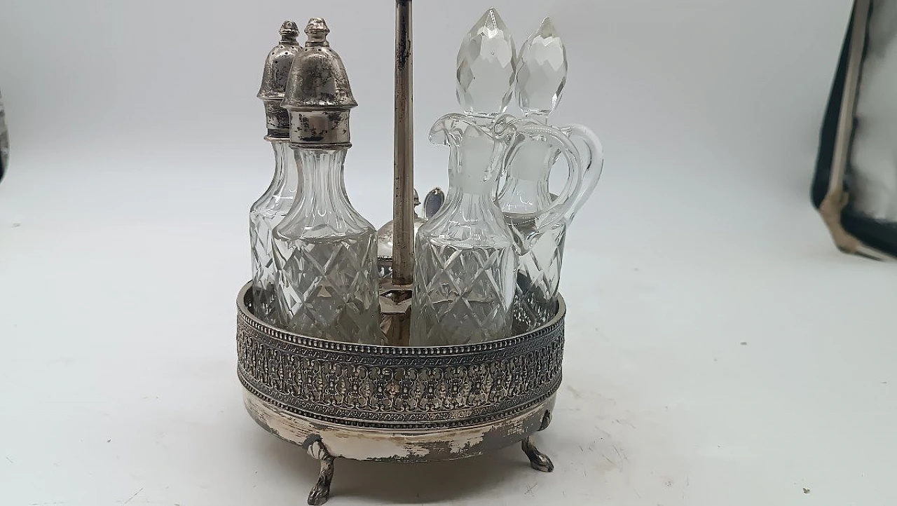 Crystal and 800 silver bottles and sugar bowl, early 20th century 6