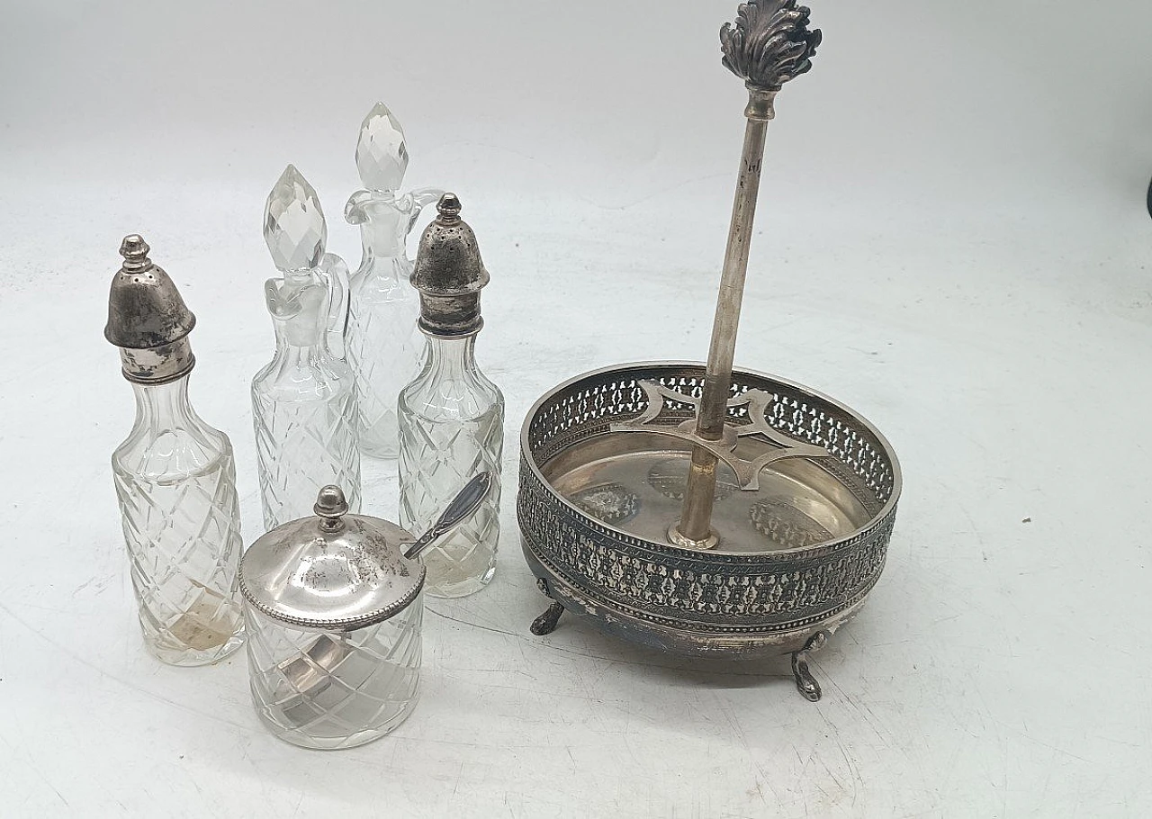 Crystal and 800 silver bottles and sugar bowl, early 20th century 9