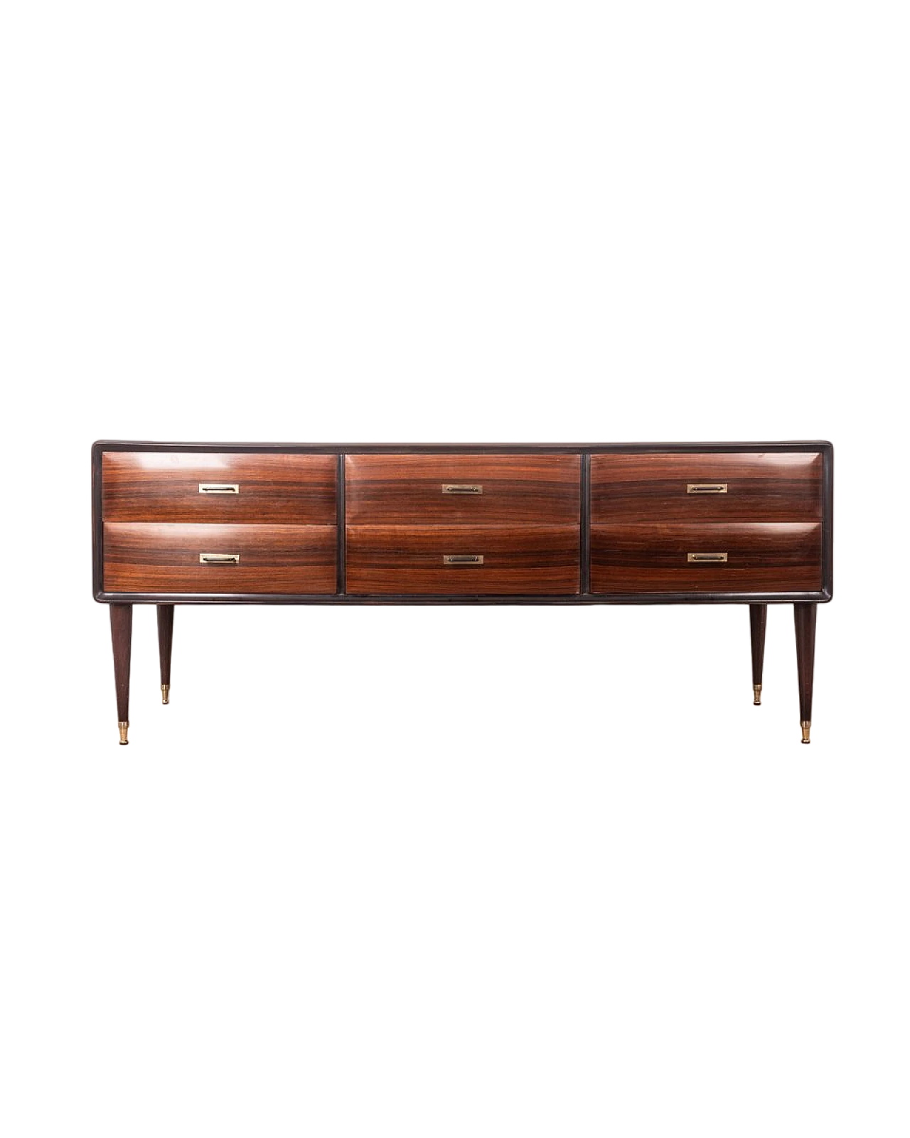 Credenza con cassetti in palissandro e piano in vetro, anni '60 12