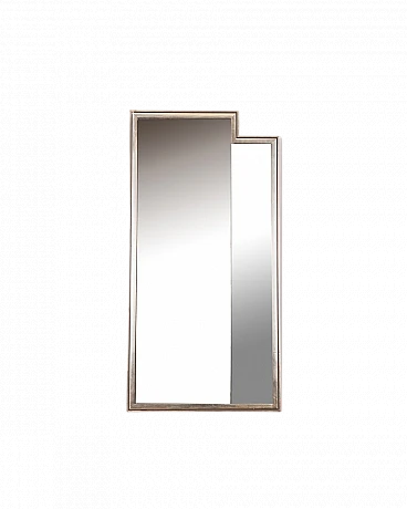 Glass and smoked glass wall mirror with silver frame, 1970s