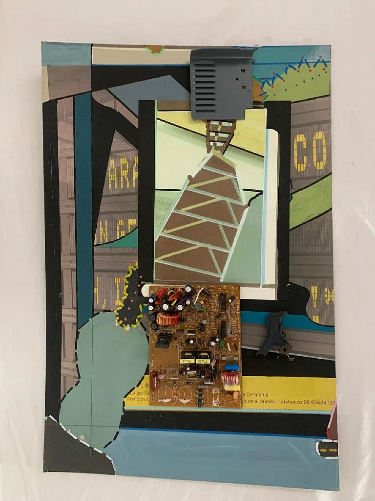 Renato Volpini, composition, mixed media work on panel, 1970 1