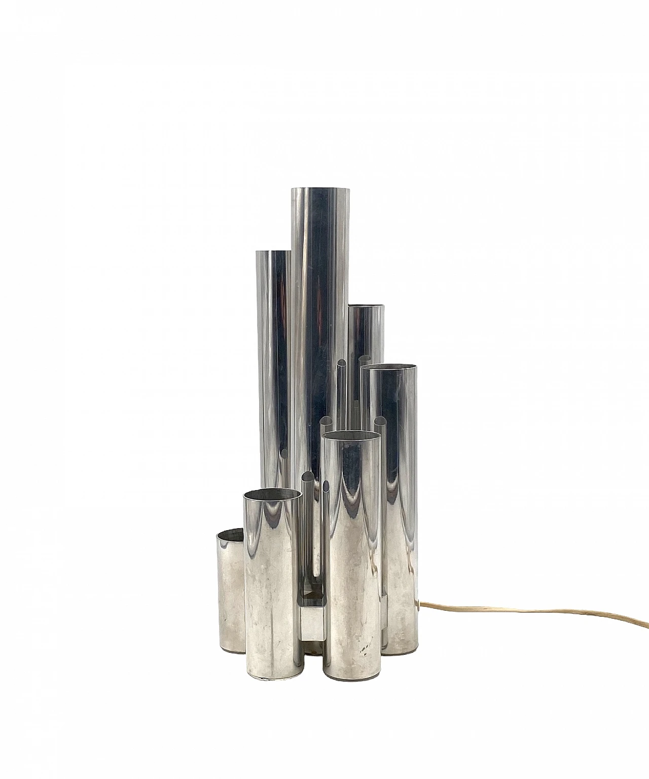 Metal six-light table lamp by Gaetano Sciolari, 1970s 1