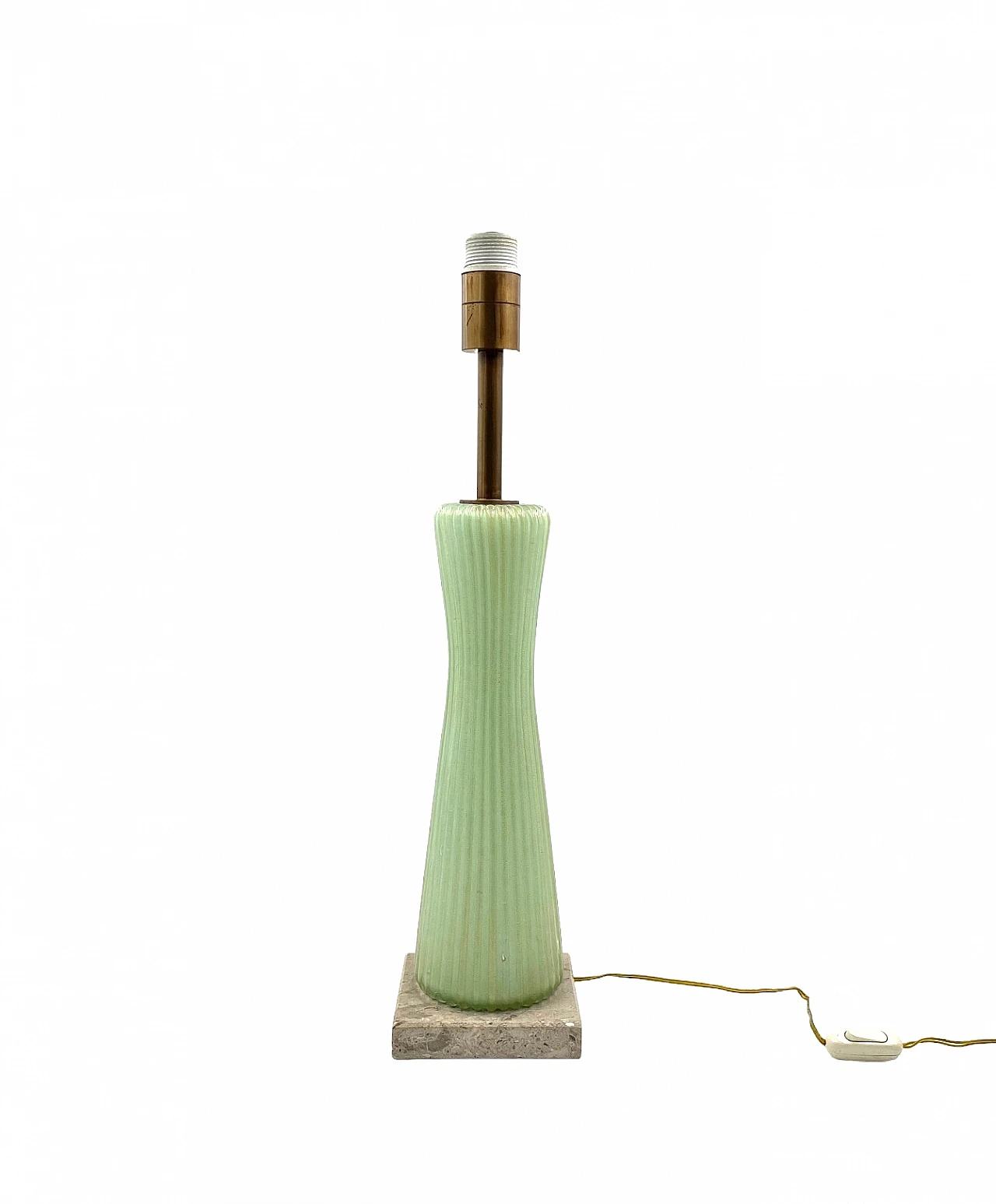 Lampada in vetro verde, marmo e ottone di Barovier & Toso, anni '40 8