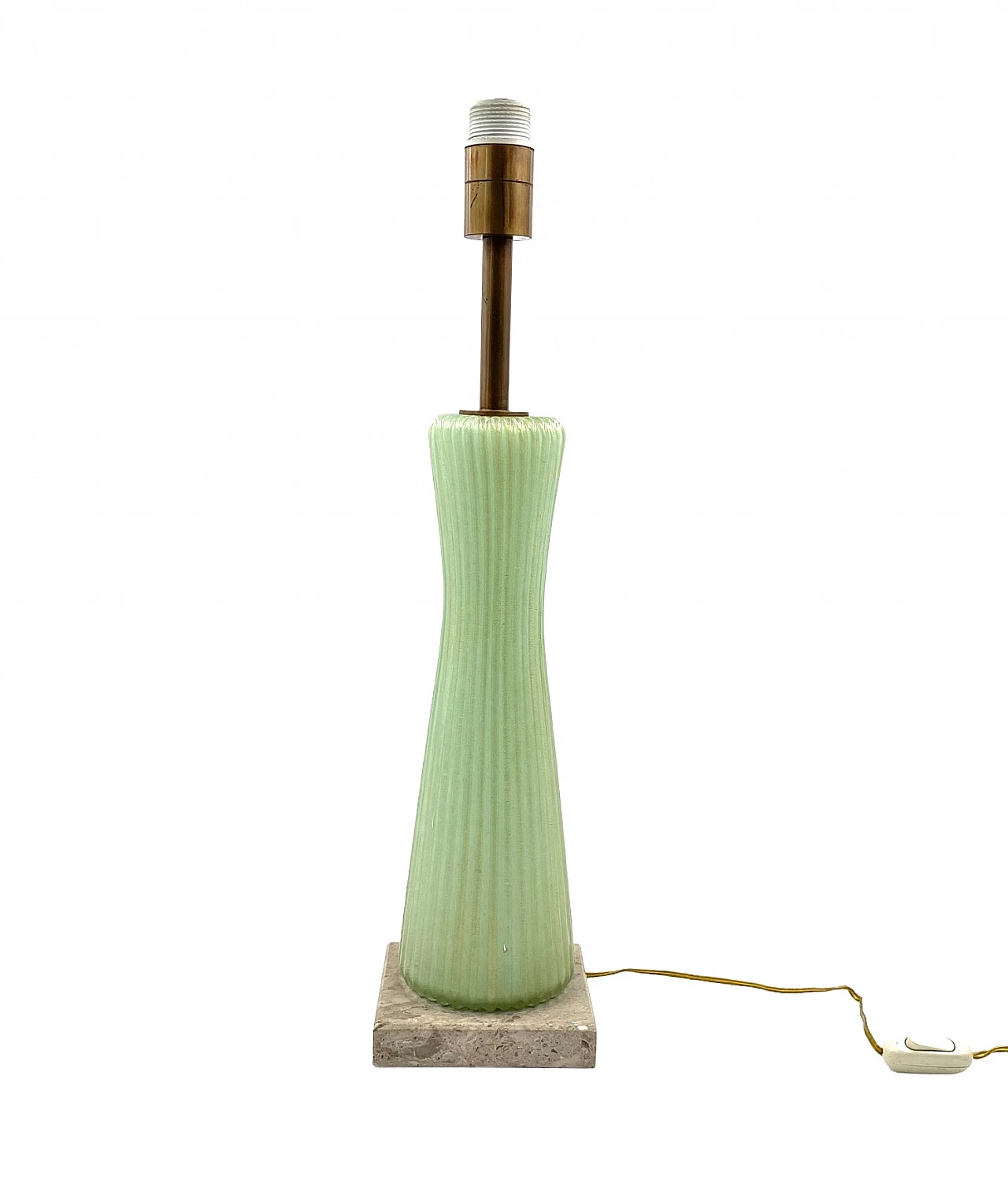 Lampada in vetro verde, marmo e ottone di Barovier & Toso, anni '40 9