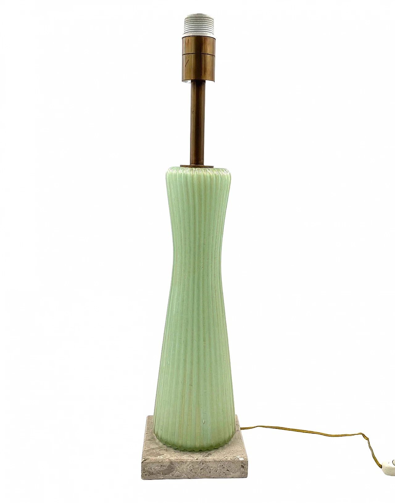 Lampada in vetro verde, marmo e ottone di Barovier & Toso, anni '40 10