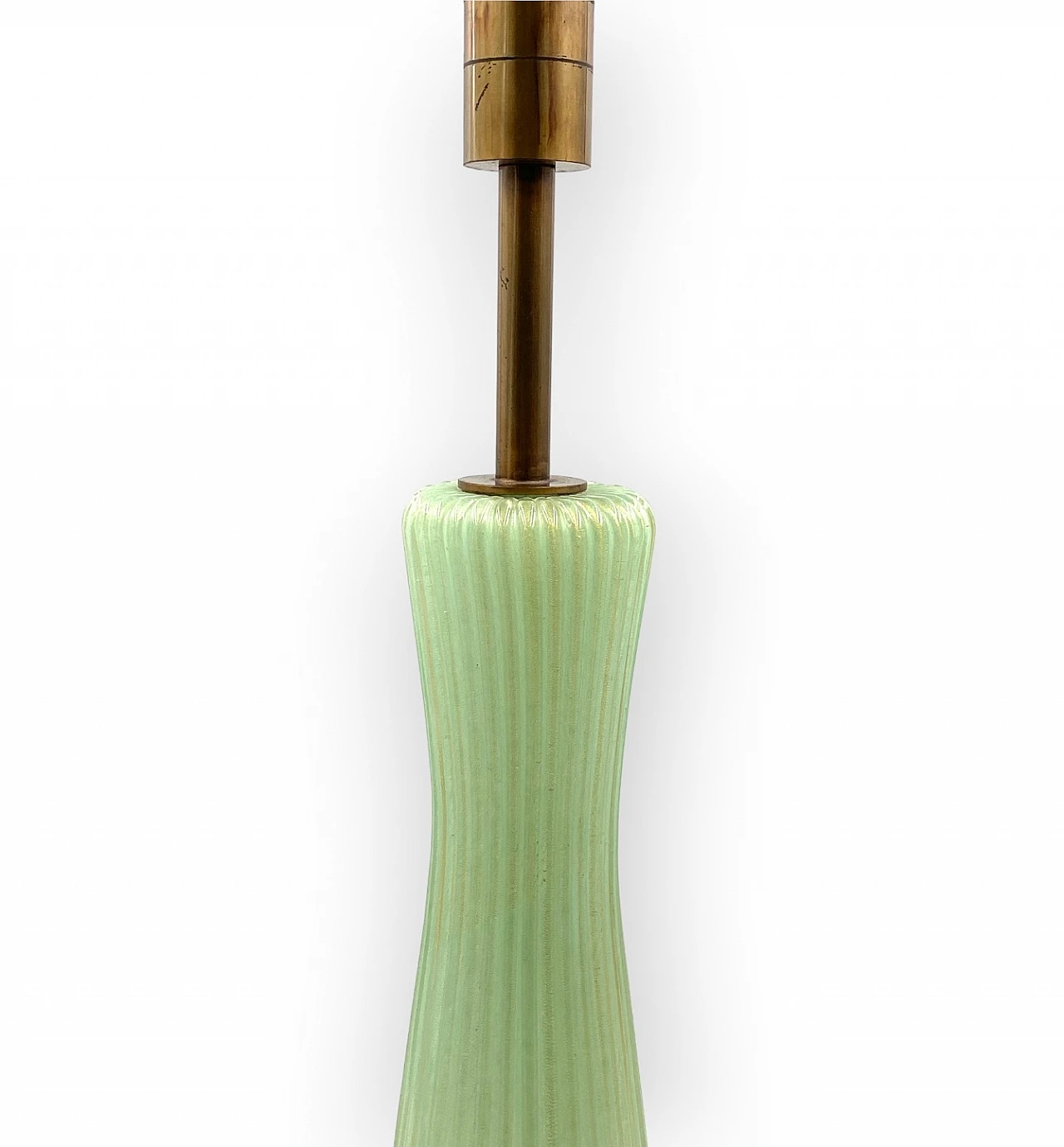 Lampada in vetro verde, marmo e ottone di Barovier & Toso, anni '40 13