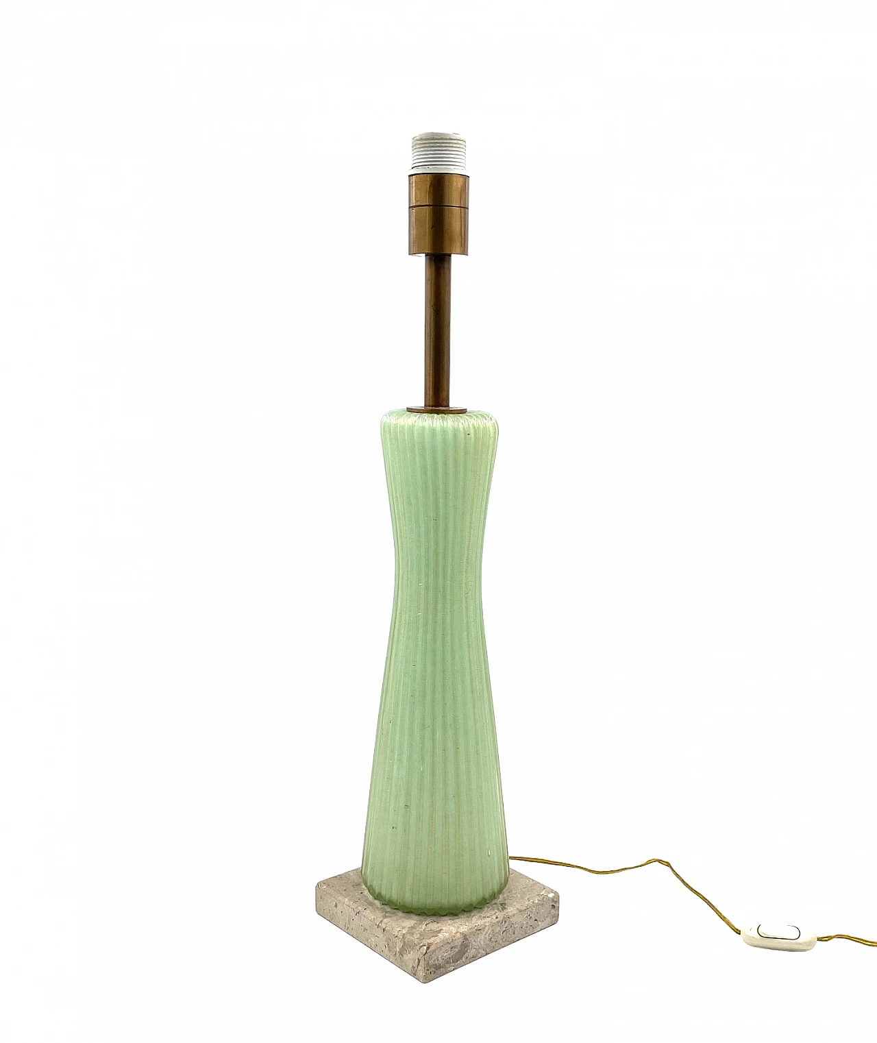 Lampada in vetro verde, marmo e ottone di Barovier & Toso, anni '40 15