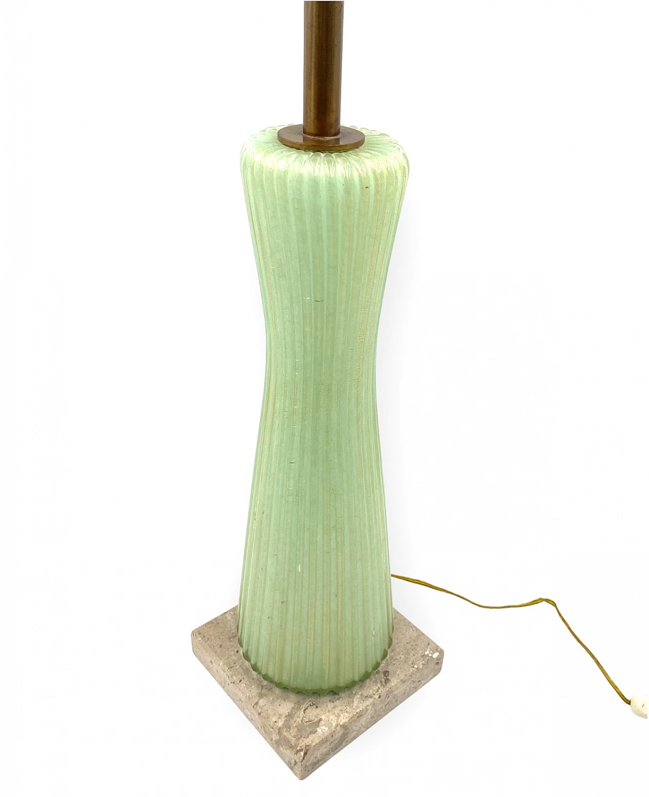 Lampada in vetro verde, marmo e ottone di Barovier & Toso, anni '40 18