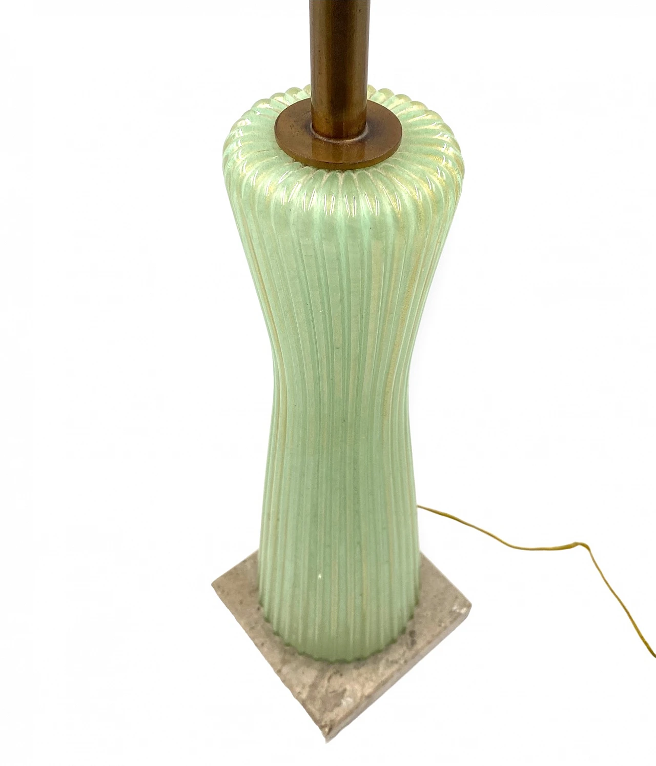 Lampada in vetro verde, marmo e ottone di Barovier & Toso, anni '40 19