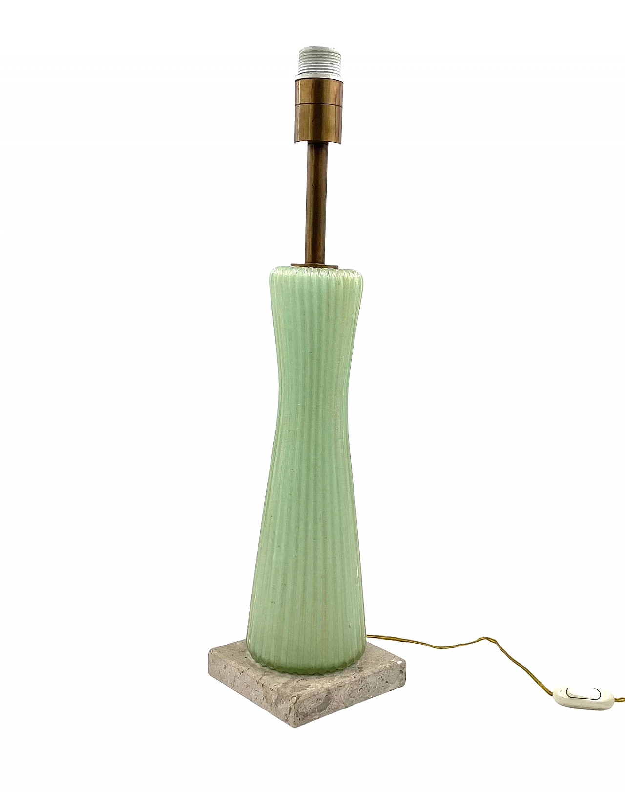 Lampada in vetro verde, marmo e ottone di Barovier & Toso, anni '40 21