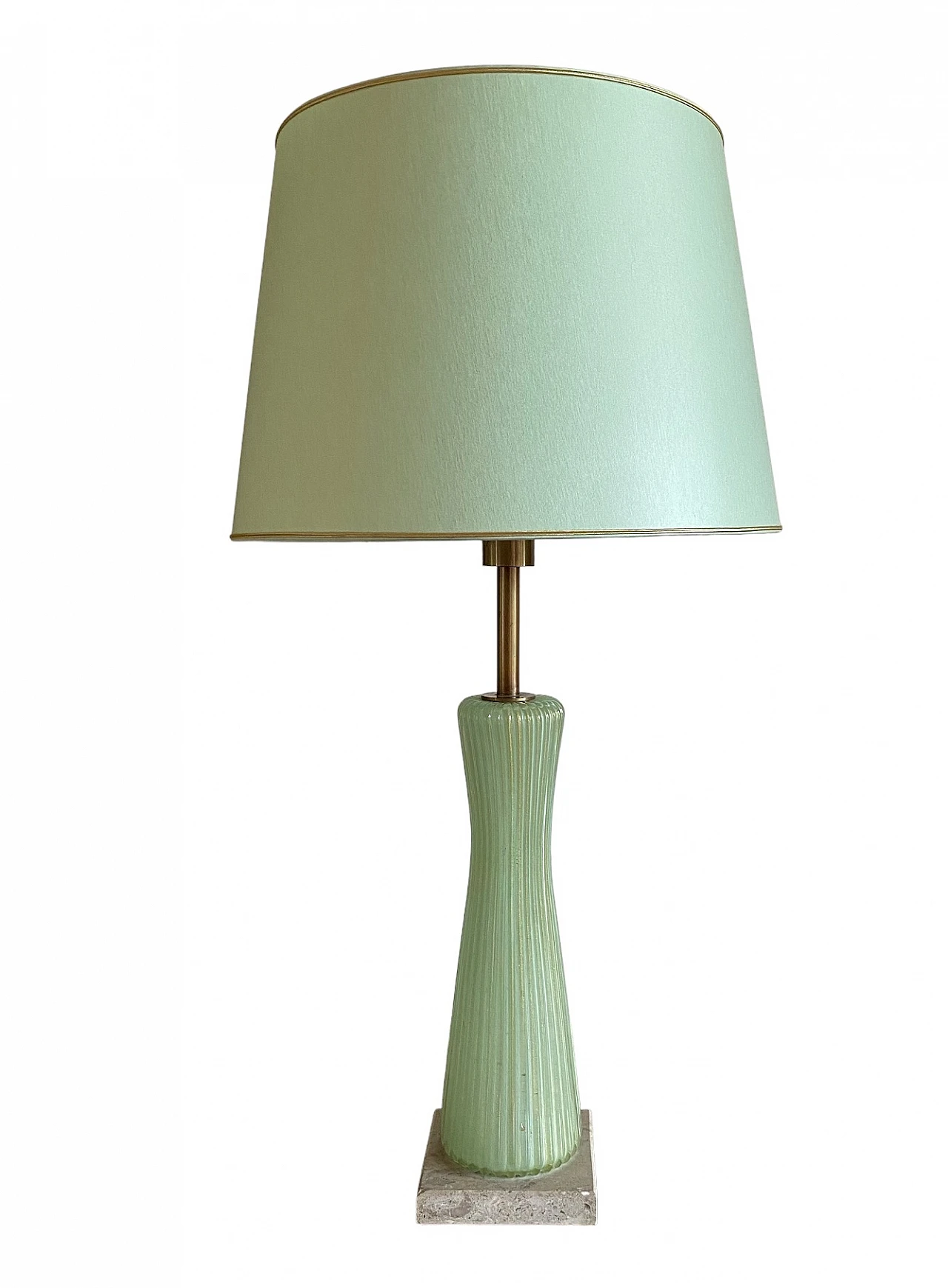 Lampada in vetro verde, marmo e ottone di Barovier & Toso, anni '40 26