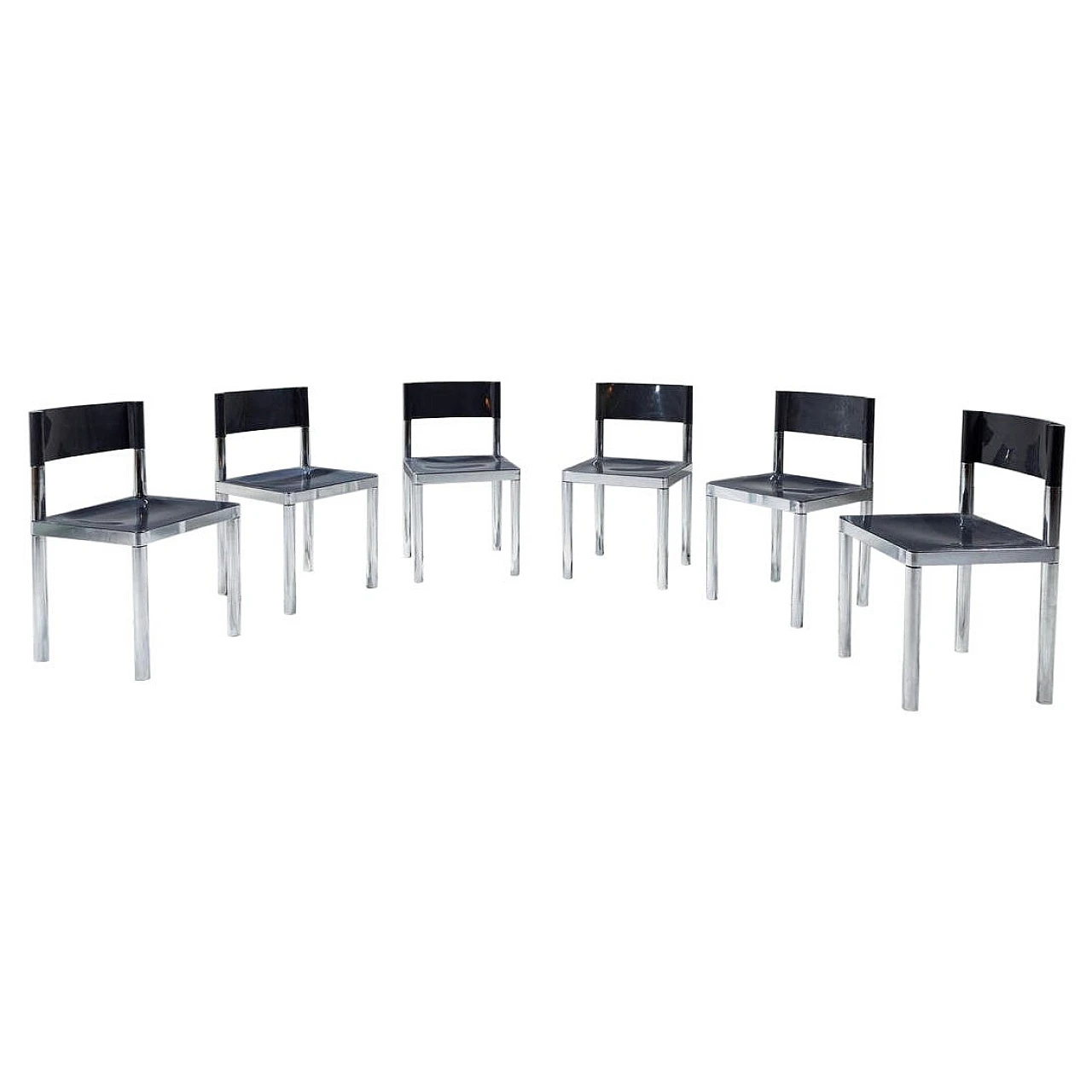 6 Chairs in steel and plastic by Giovanni Salvarani, 1970s 1