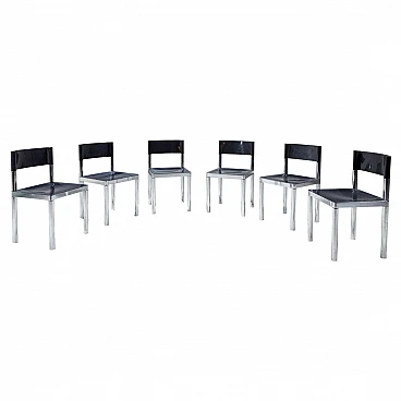 6 Chairs in steel and plastic by Giovanni Salvarani, 1970s