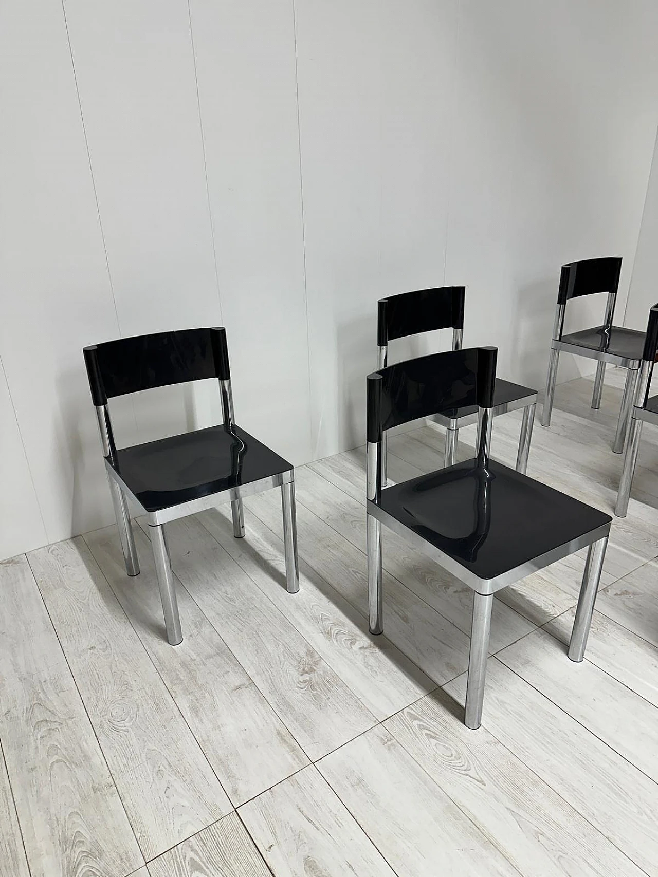 6 Chairs in steel and plastic by Giovanni Salvarani, 1970s 20