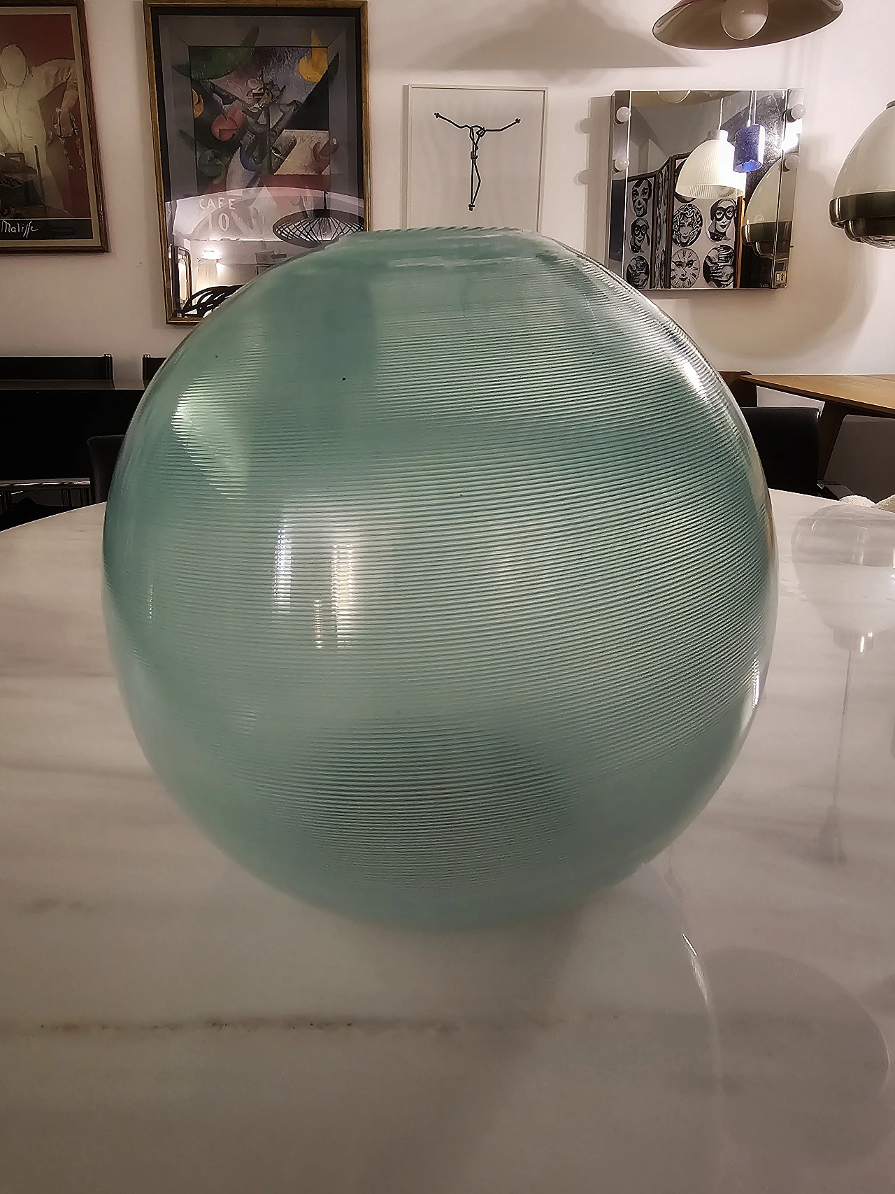 Spherical glass vase by Carlo Scarpa for Venini, 1980s 2