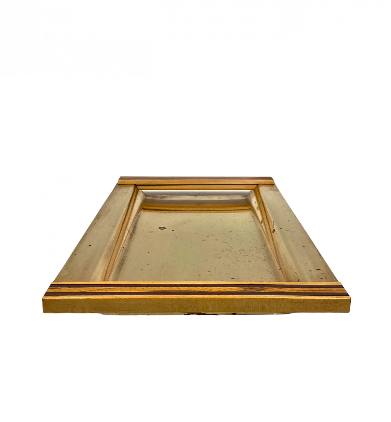 Brass and inlaid wood tray, 1970s 10