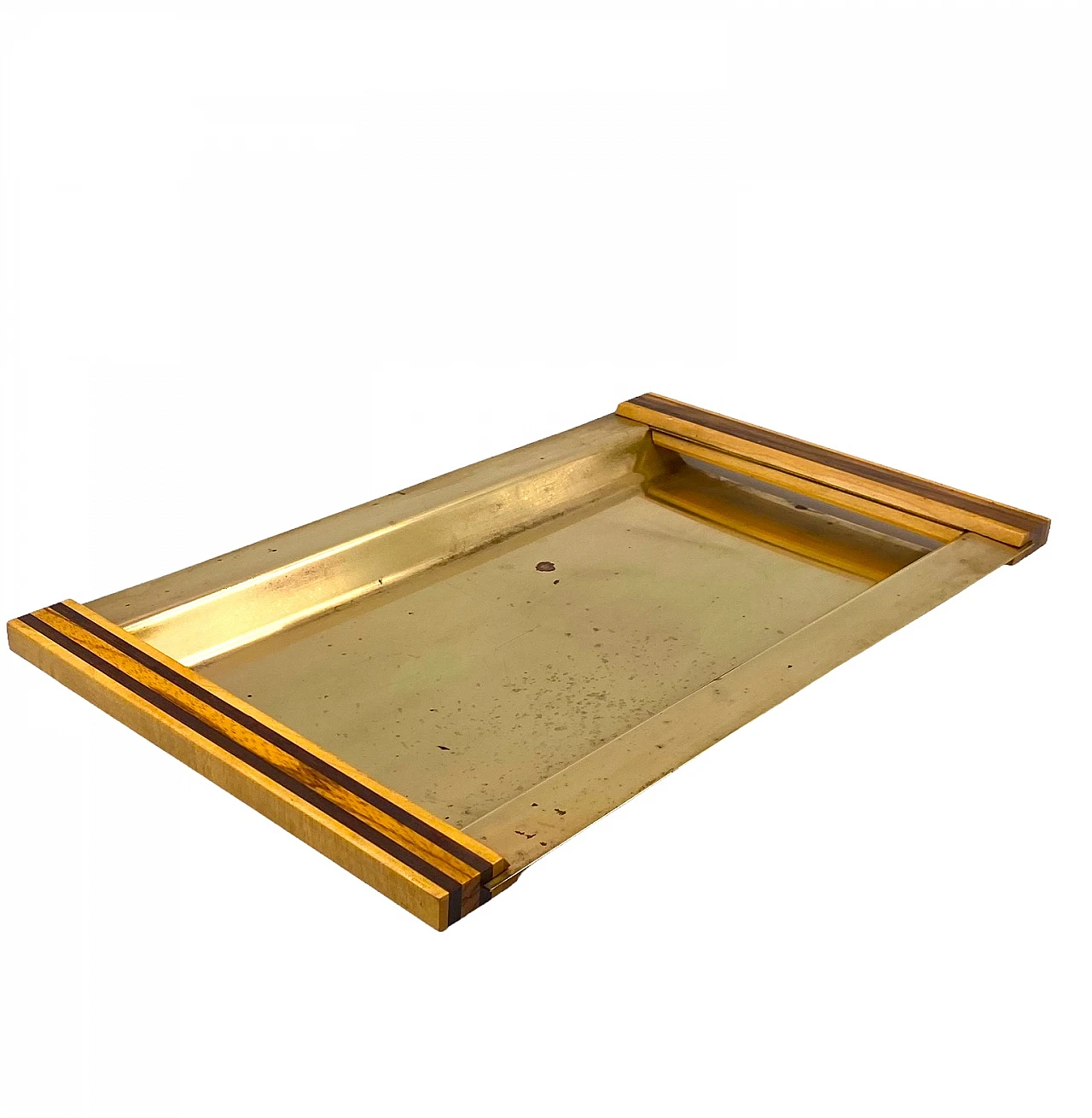 Brass and inlaid wood tray, 1970s 12