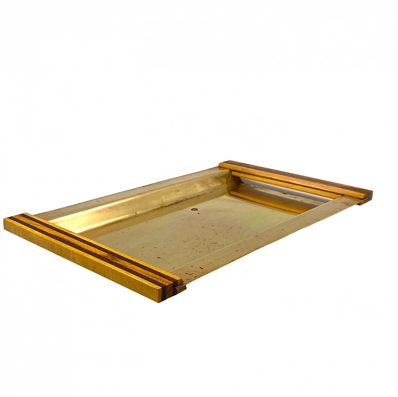 Brass and inlaid wood tray, 1970s 13