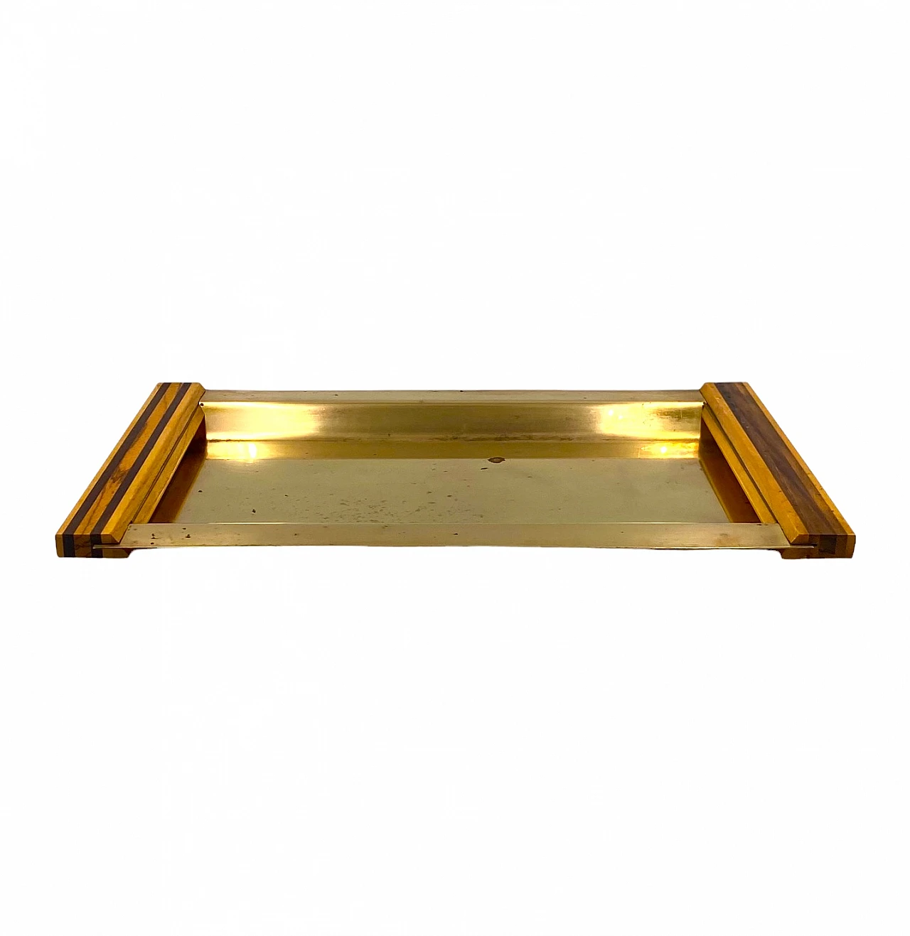 Brass and inlaid wood tray, 1970s 14