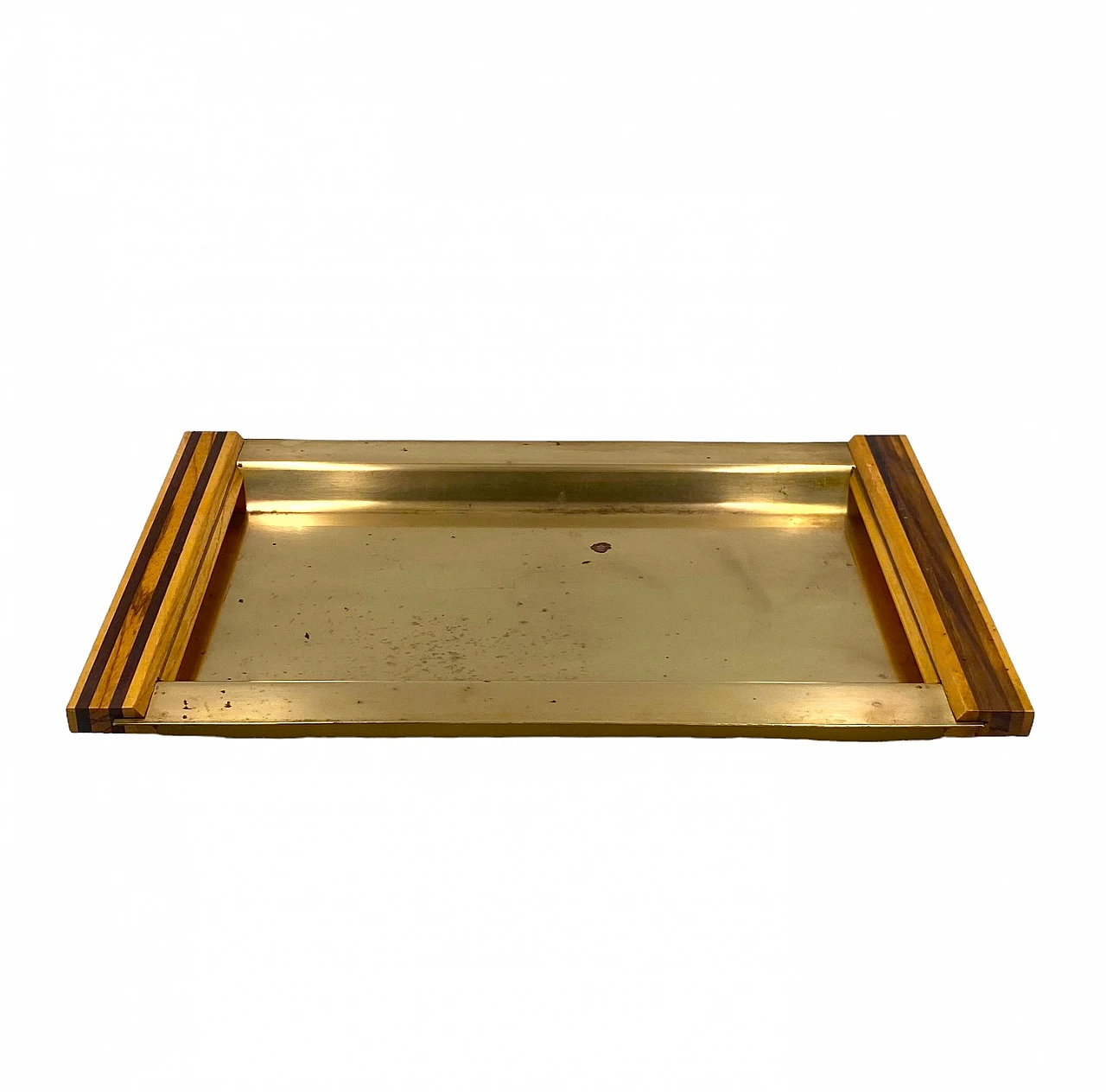 Brass and inlaid wood tray, 1970s 15