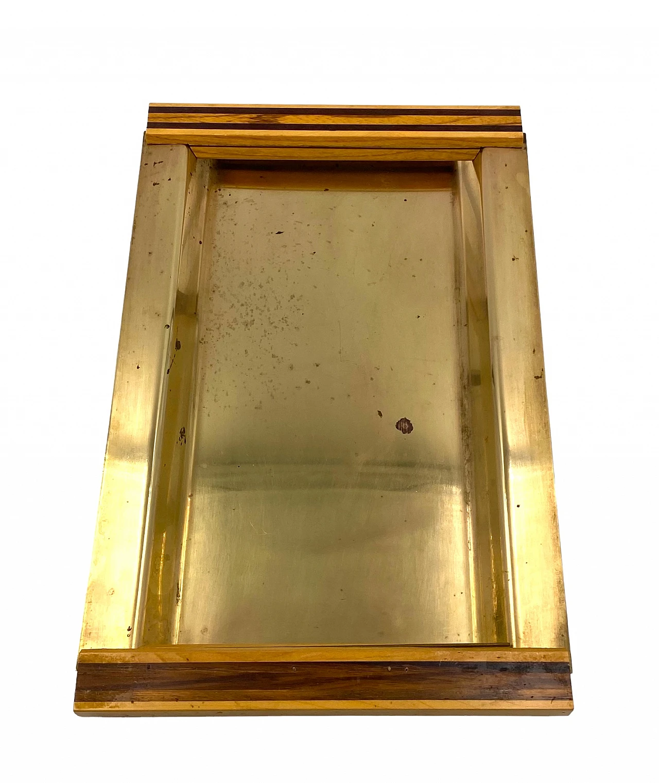 Brass and inlaid wood tray, 1970s 17