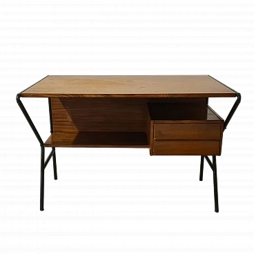 Teak and metal desk attributed to Anonima Castelli, 1960s