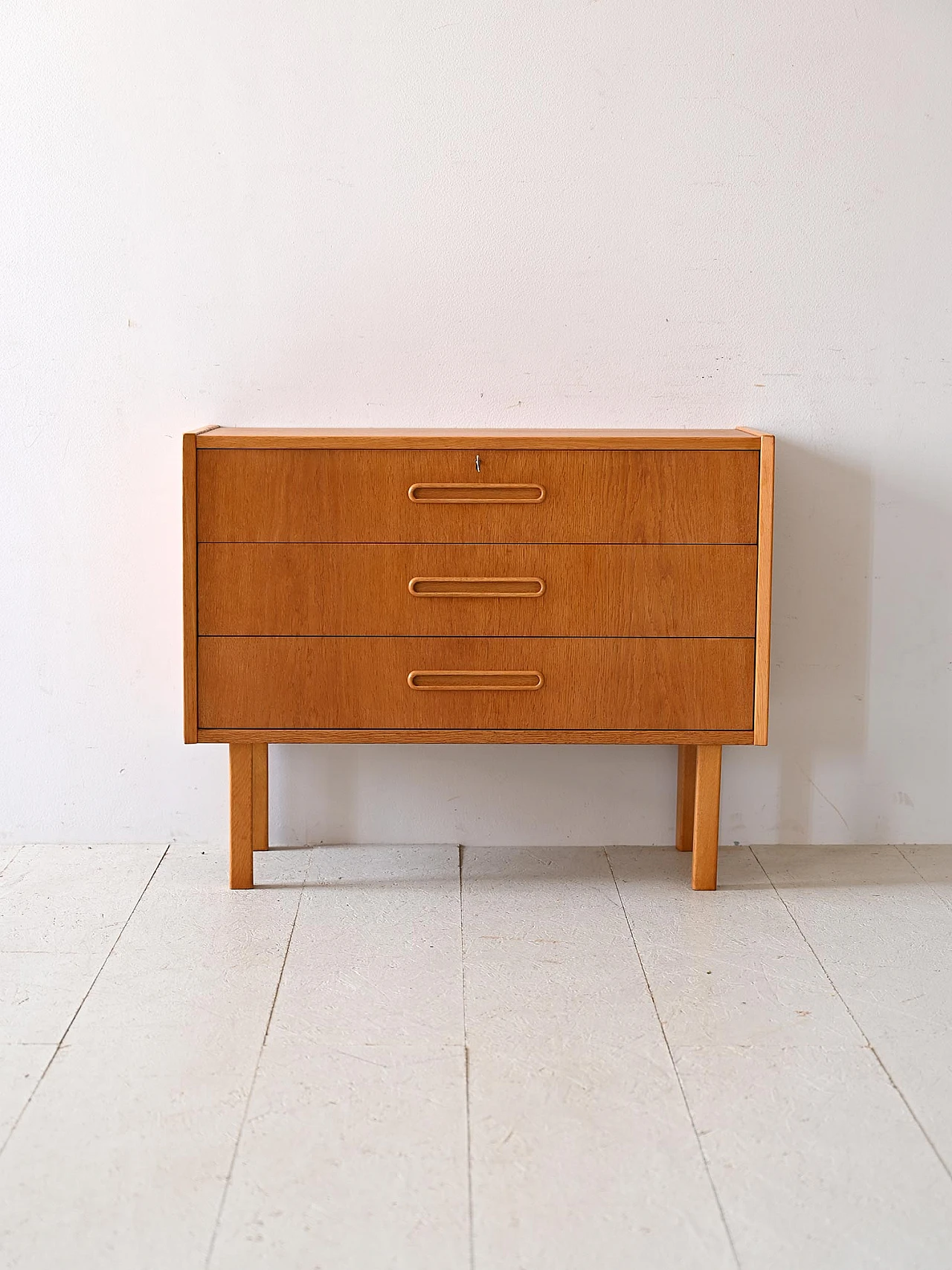 Oak three-drawers cabinet, 1960s 1