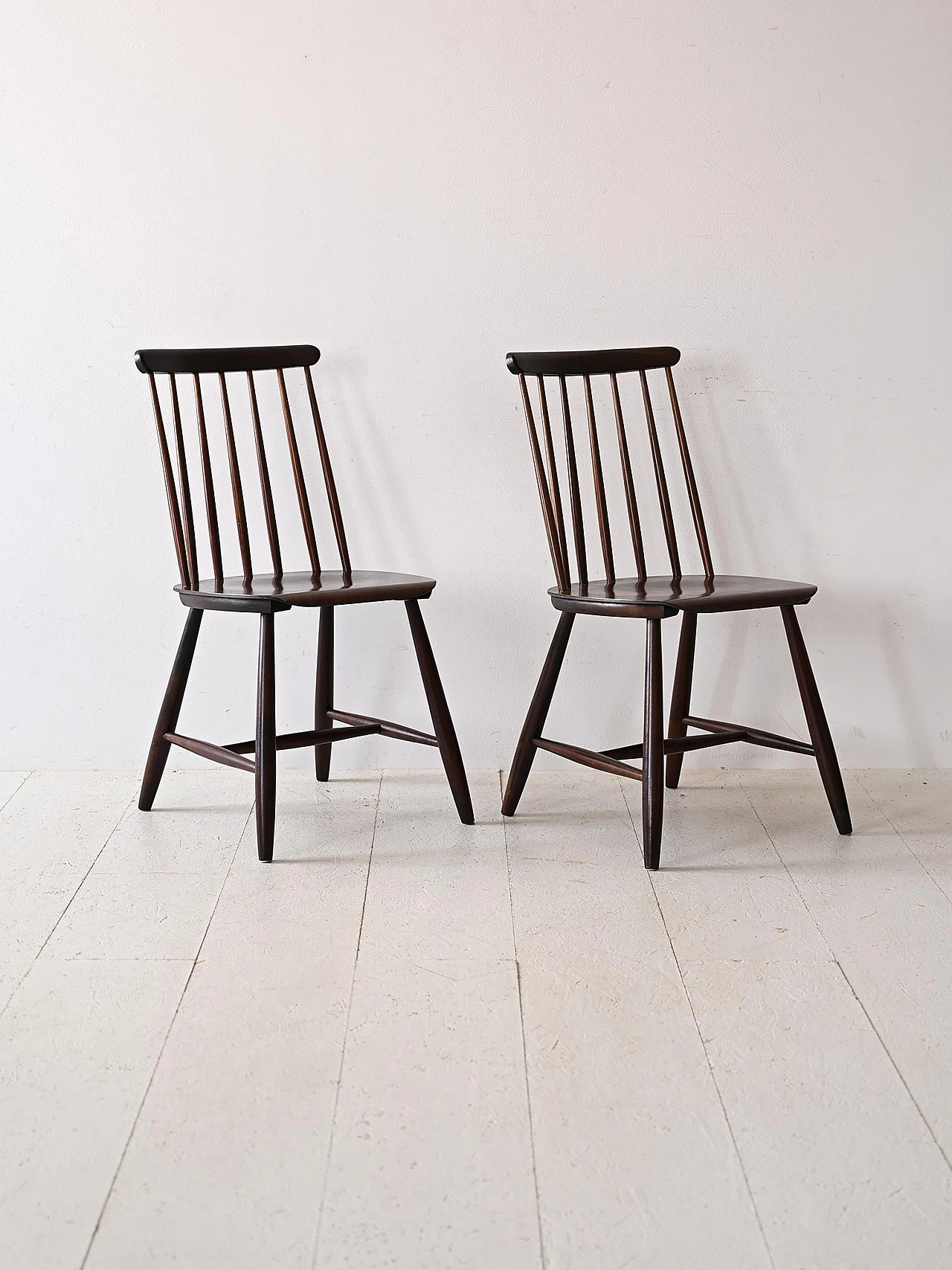 Pair of wood Pinnstolar chairs, 1960s 1