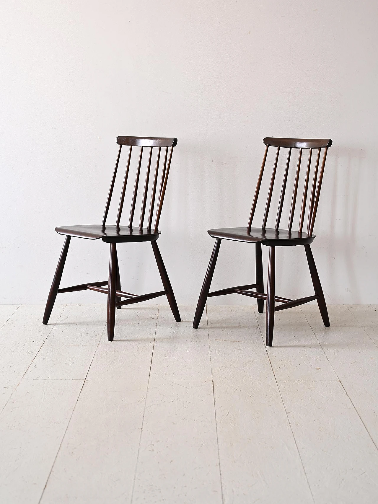 Pair of wood Pinnstolar chairs, 1960s 3