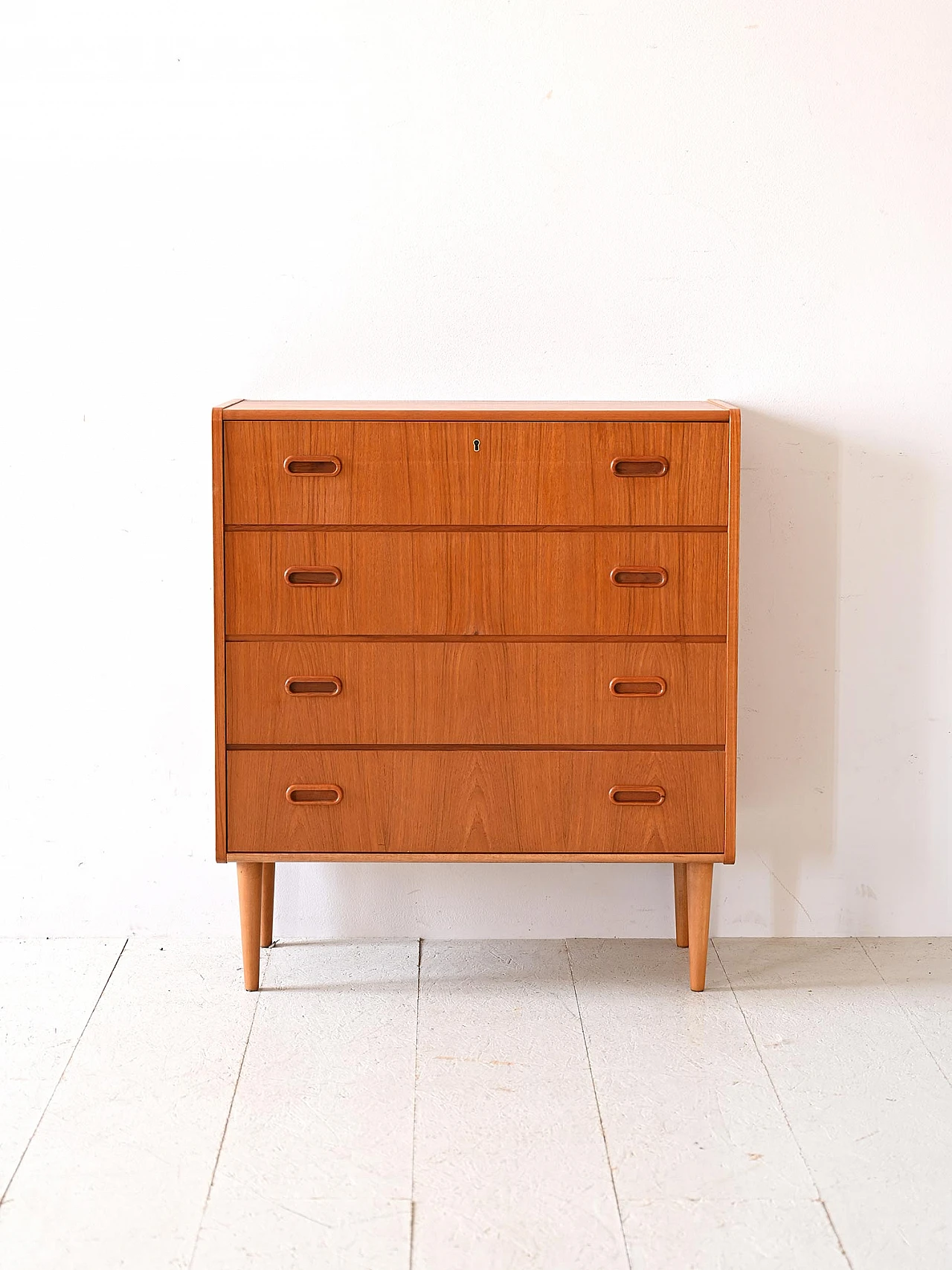 Scandinavian teak wood four-compartment chest of drawers, 1960s 2