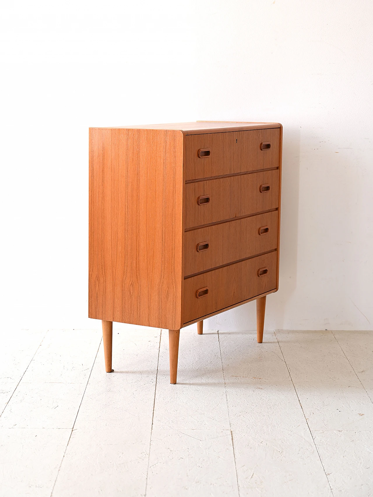 Scandinavian teak wood four-compartment chest of drawers, 1960s 3