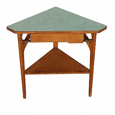 Tavolino ad angolo in faggio e formica, anni '60