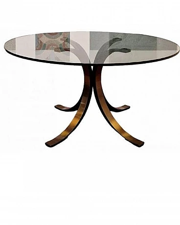 Tavolo T69 in ferro e vetro di Gerli e Borsani per Tecno, anni '70