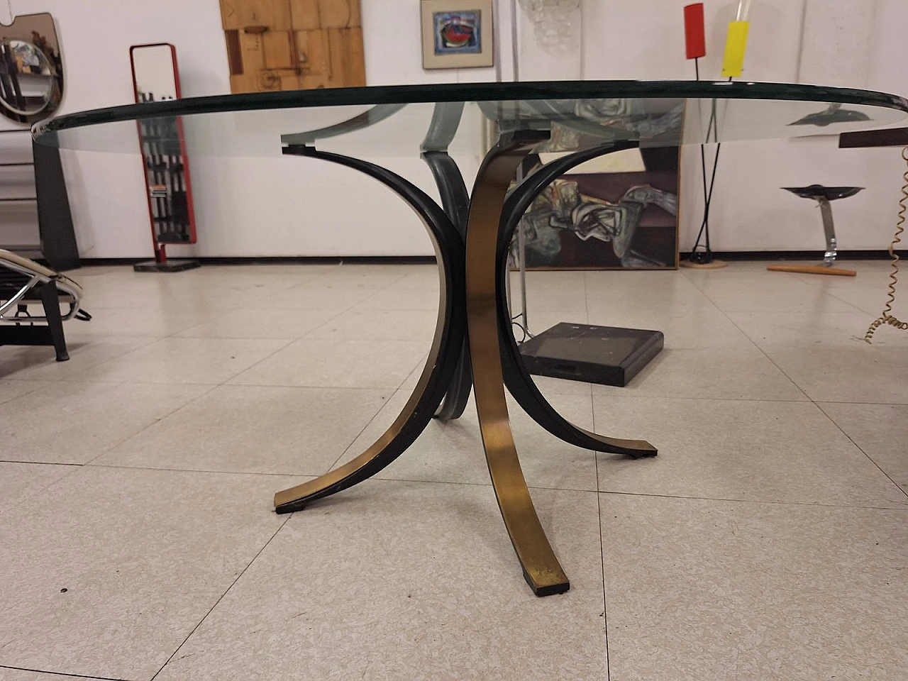 T69 table in iron & glass by Gerli & Borsani for Tecno, 1970s 6