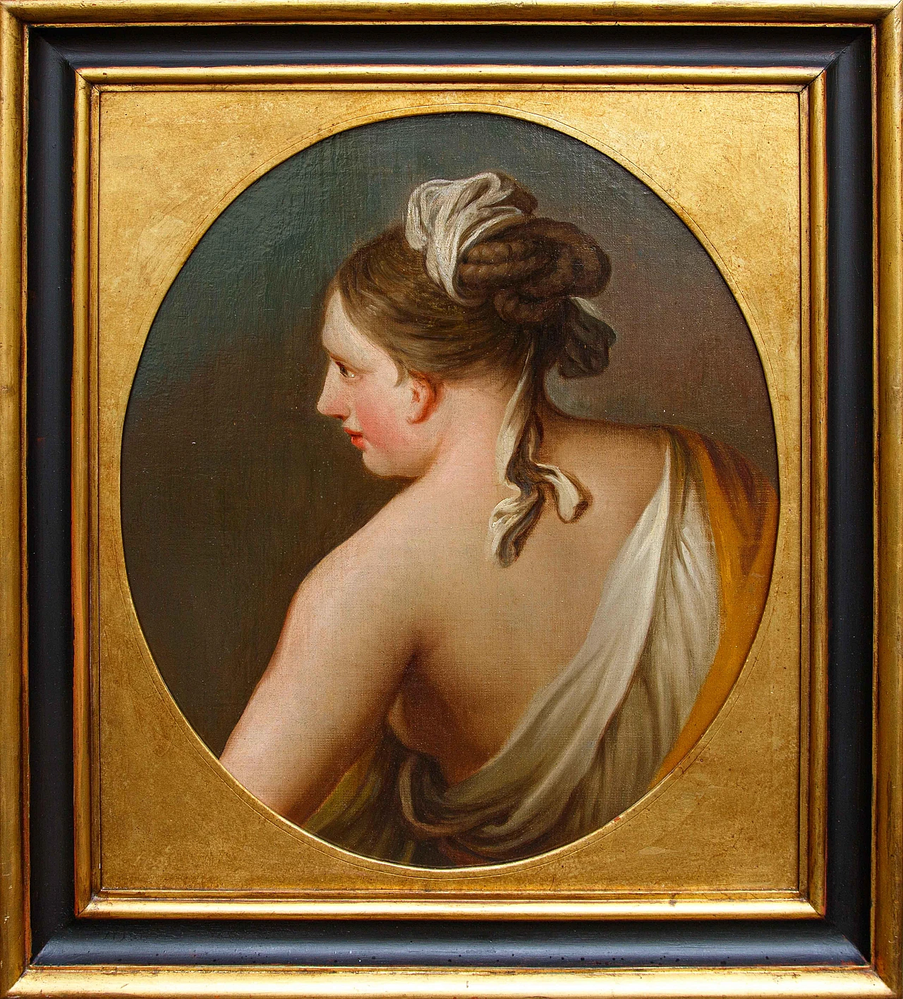 Casali, Study for woman profile, oil painting on canvas, 18th century 1