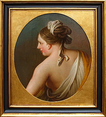 Casali, Study for woman profile, oil painting on canvas, 18th century