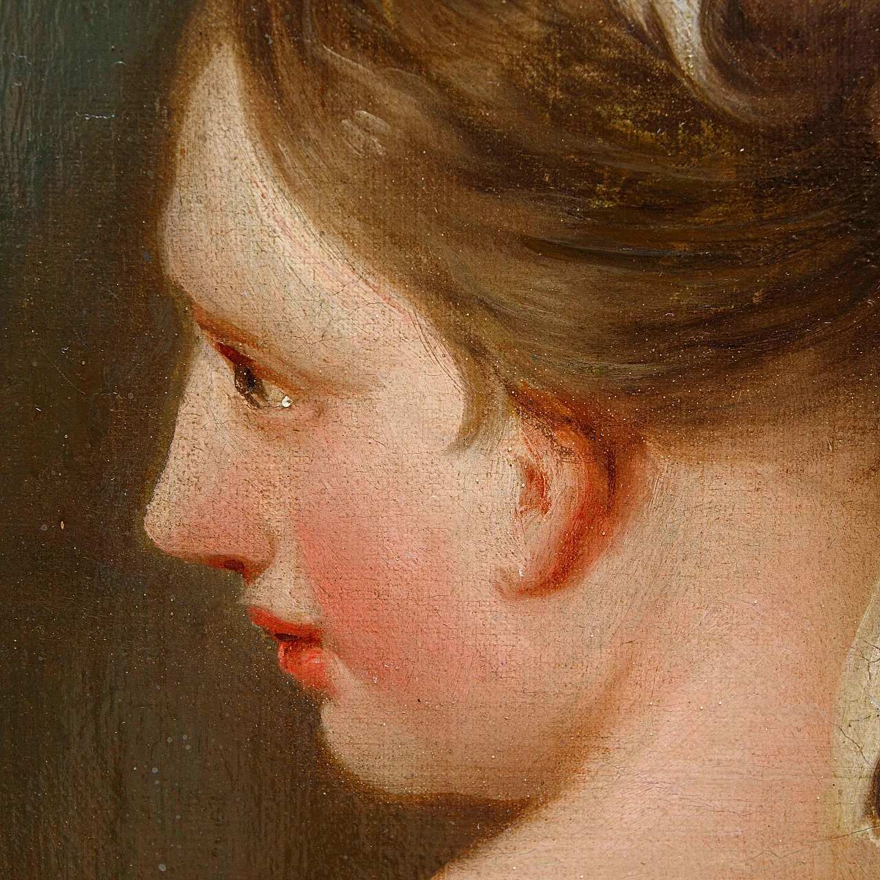 Casali, Study for woman profile, oil painting on canvas, 18th century 2