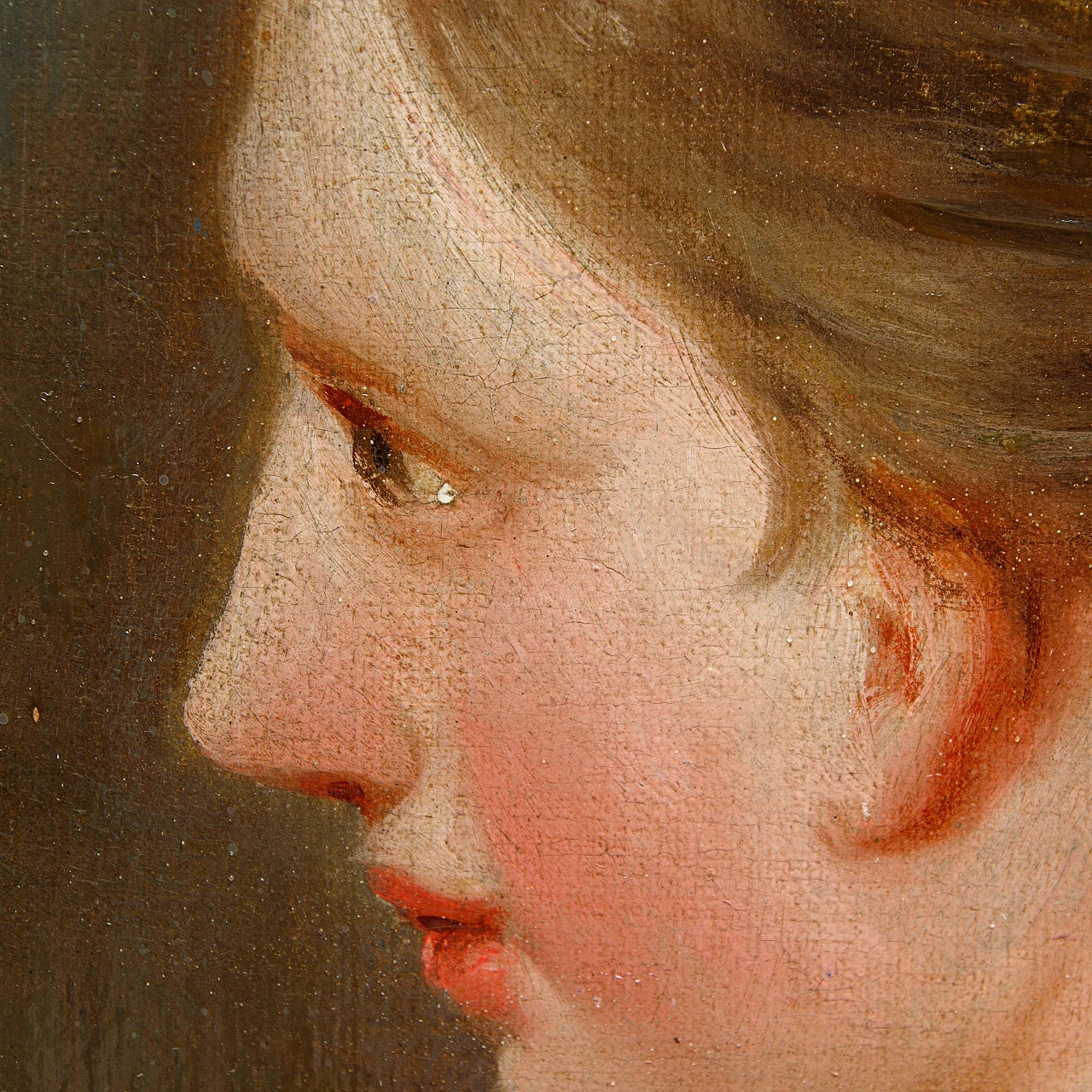 Casali, Study for woman profile, oil painting on canvas, 18th century 3