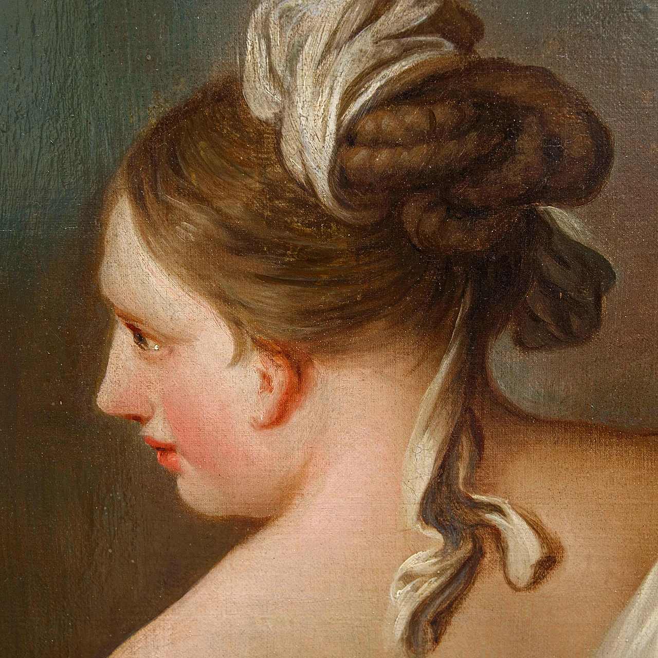 Casali, Study for woman profile, oil painting on canvas, 18th century 5