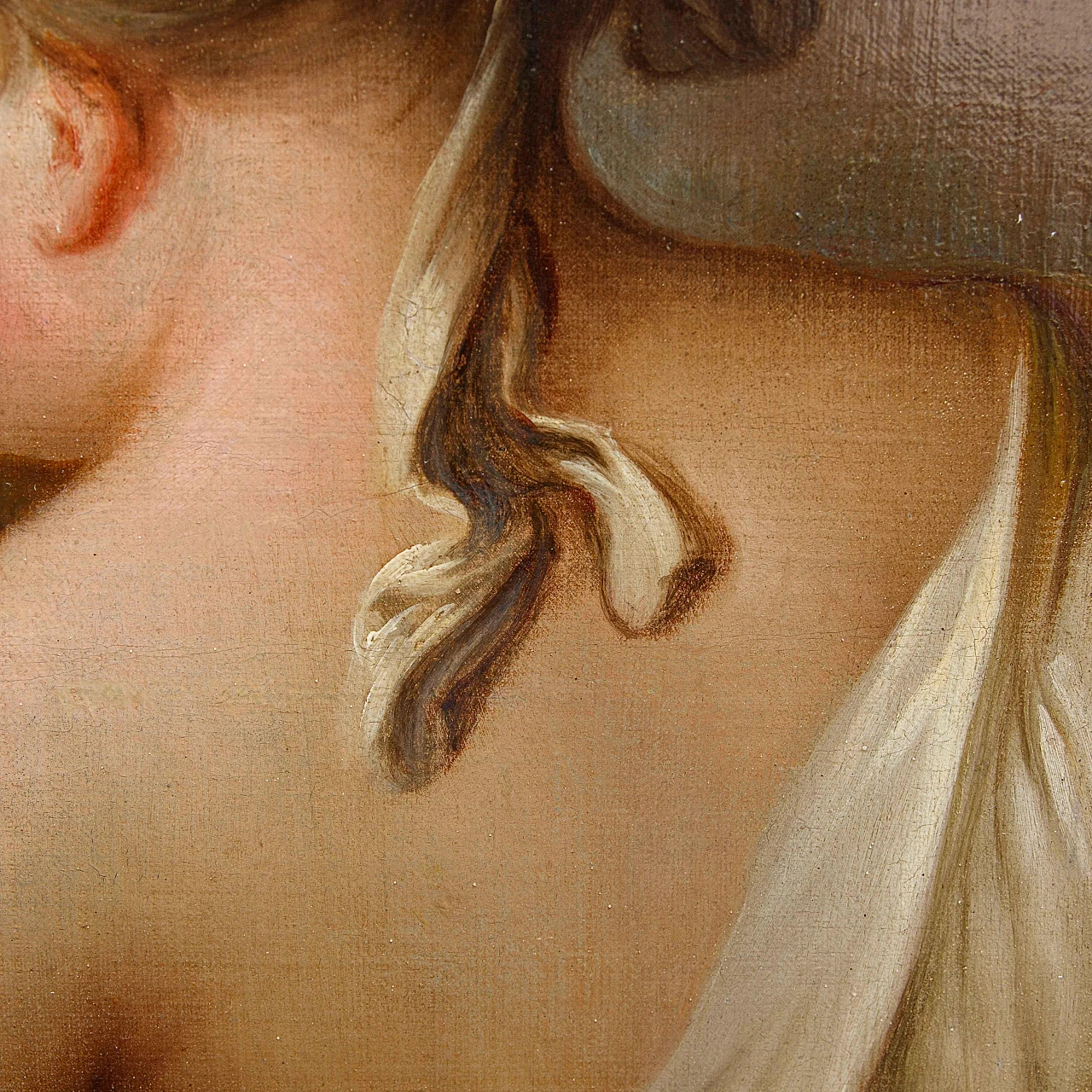 Casali, Study for woman profile, oil painting on canvas, 18th century 7