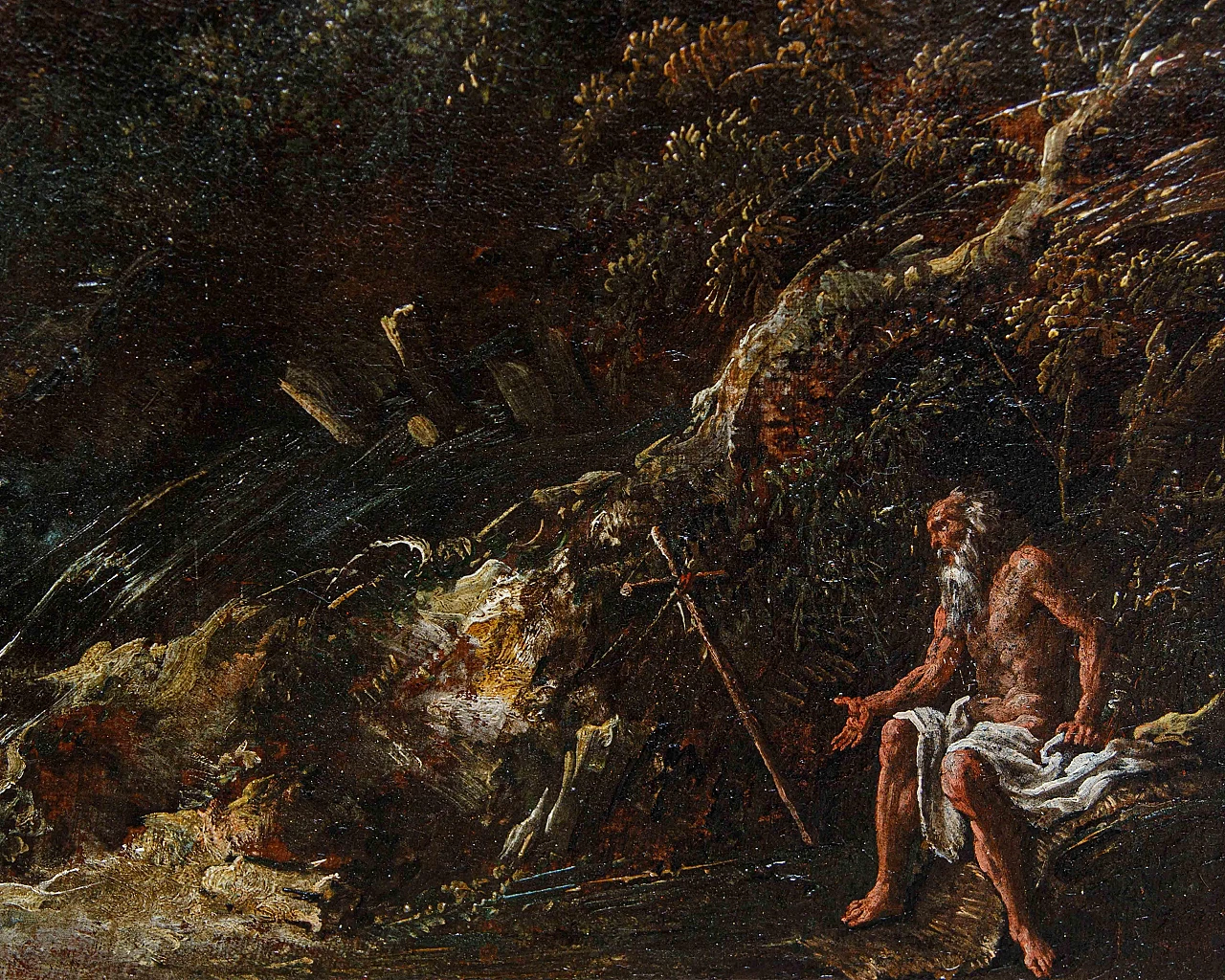 Peruzzini, Saint Paul the Hermit, oil painting on canvas, 17th century 2