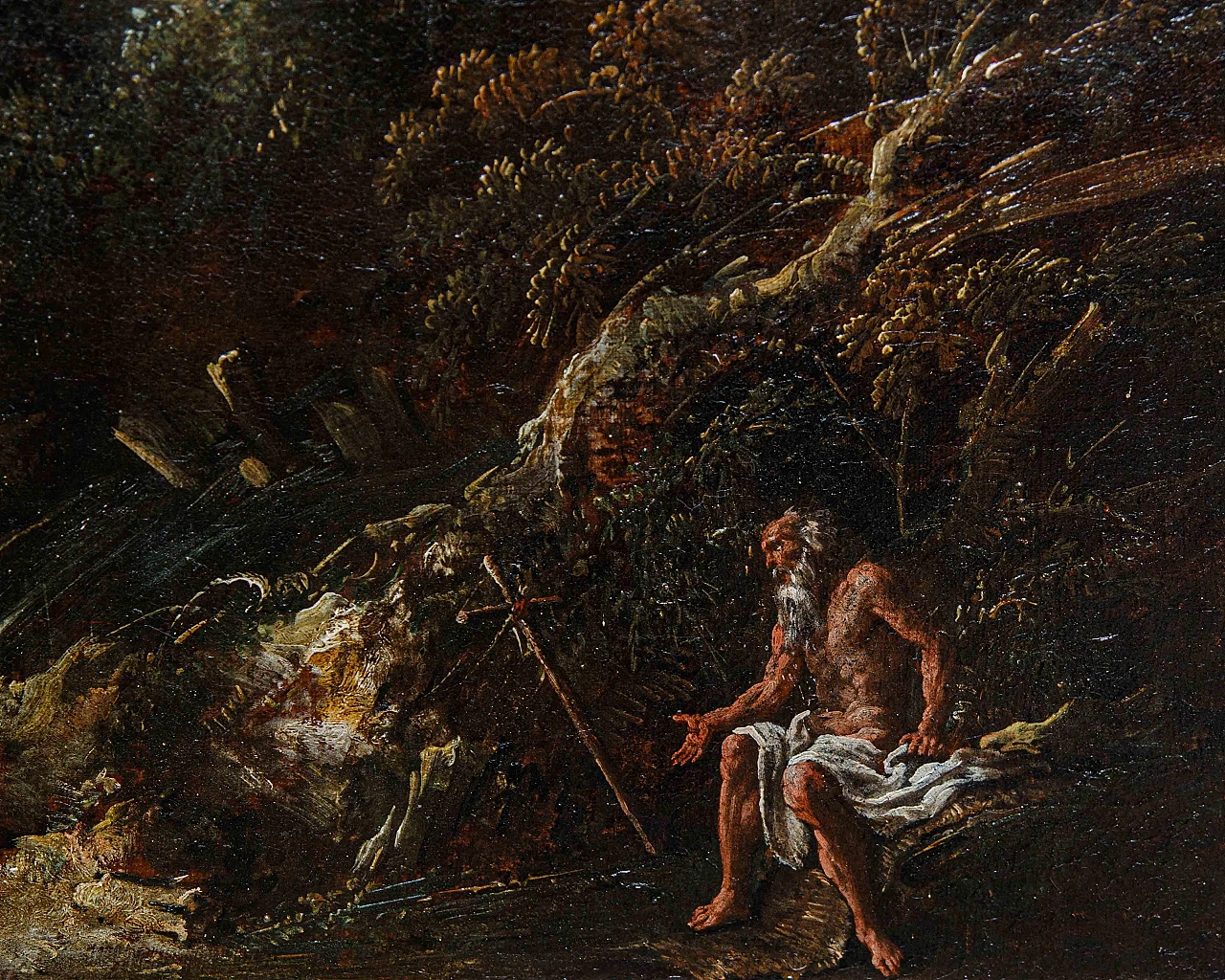 Peruzzini, Saint Paul the Hermit, oil painting on canvas, 17th century 4