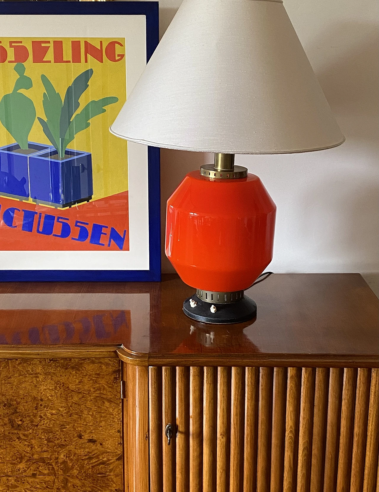 Table lamp glass base by Stilnovo, 1960s 4