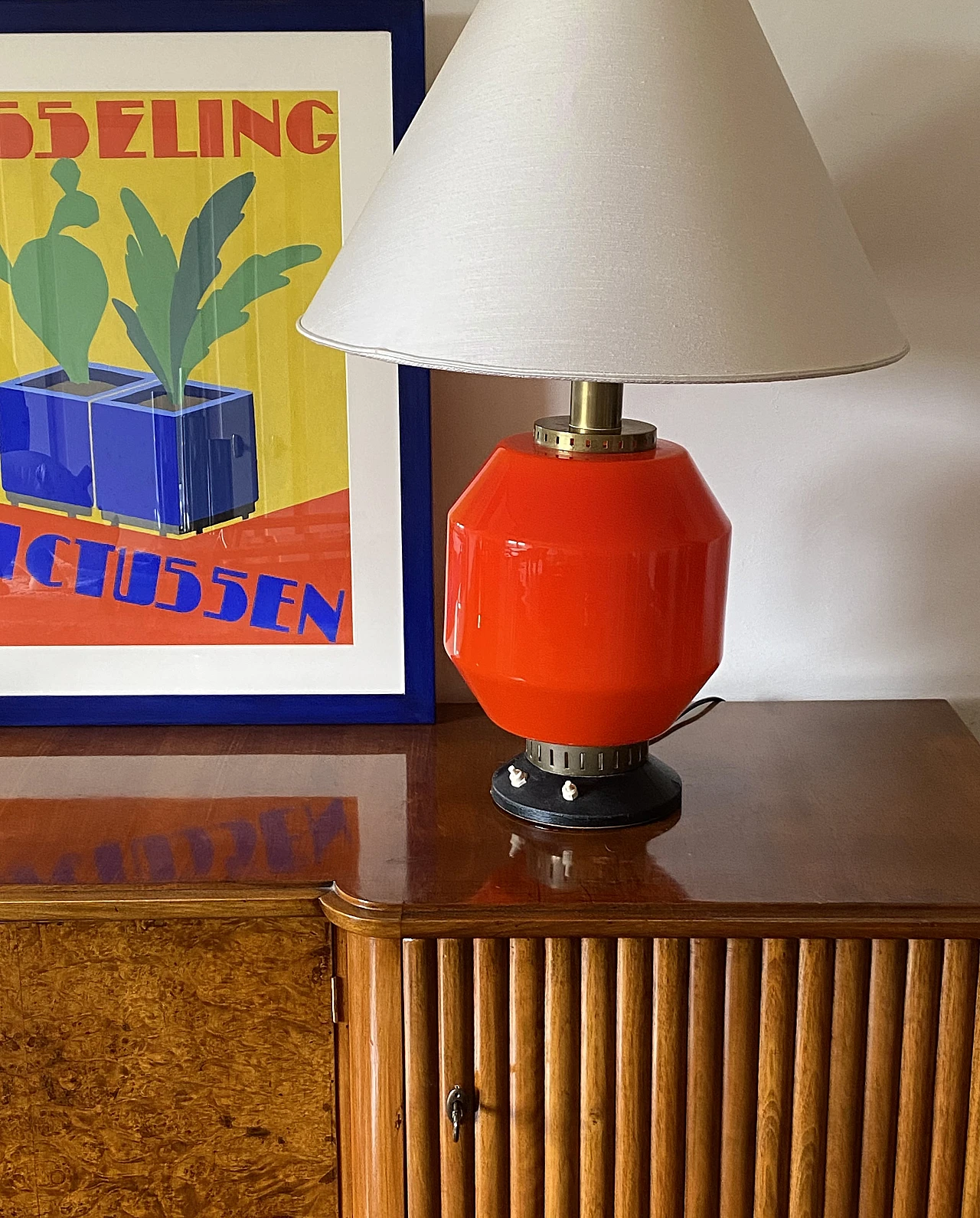 Table lamp glass base by Stilnovo, 1960s 5