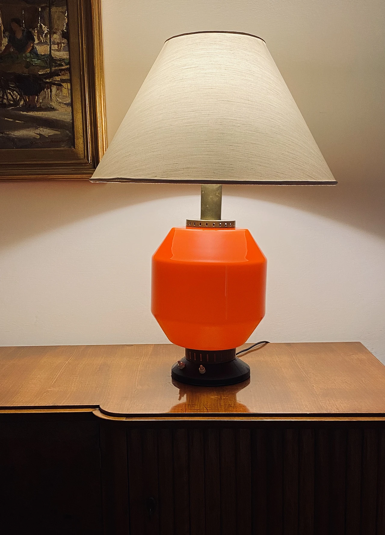 Table lamp glass base by Stilnovo, 1960s 6