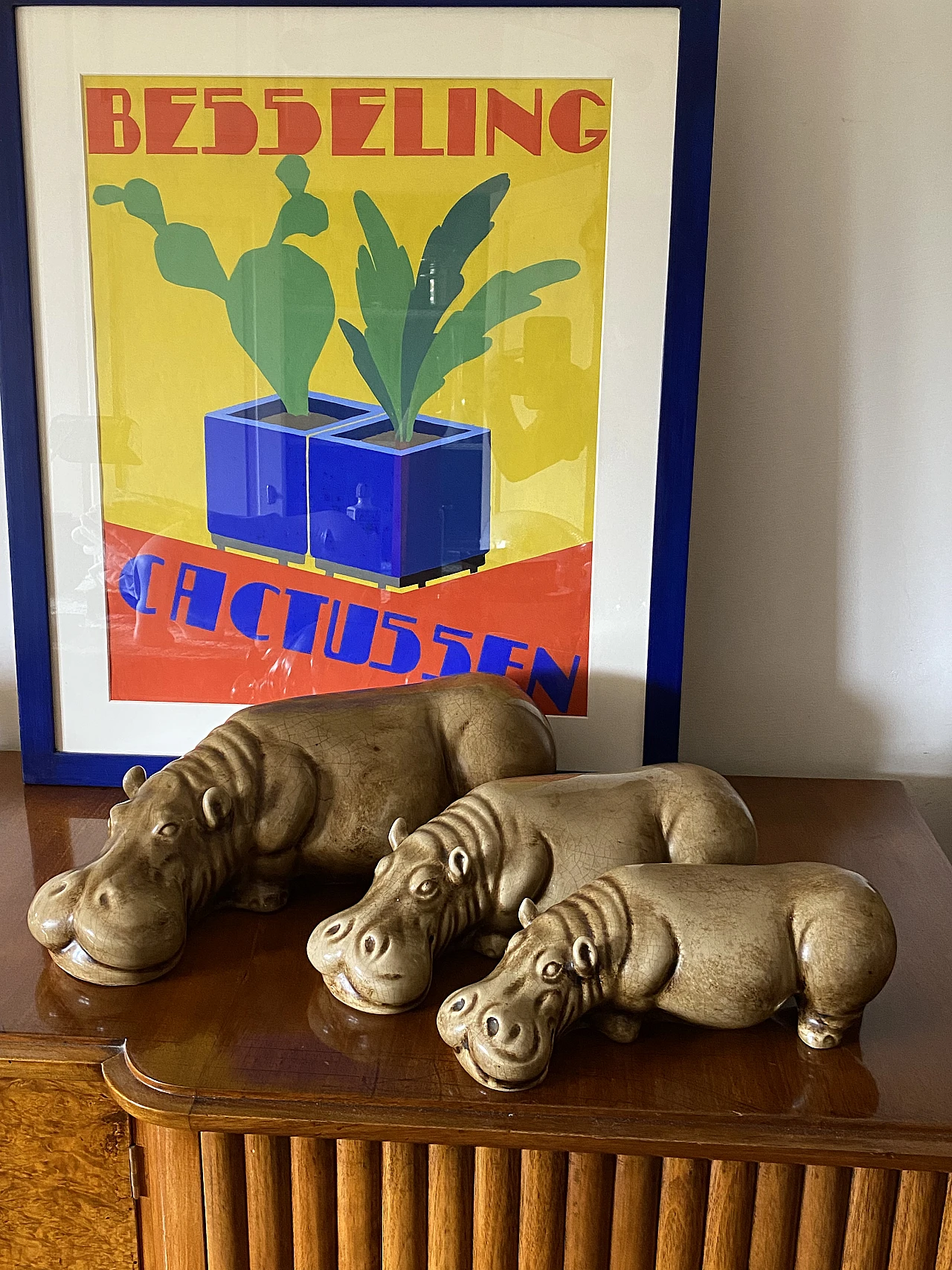 3 Beige ceramic hippos by Zaccagnini, 1950s 2