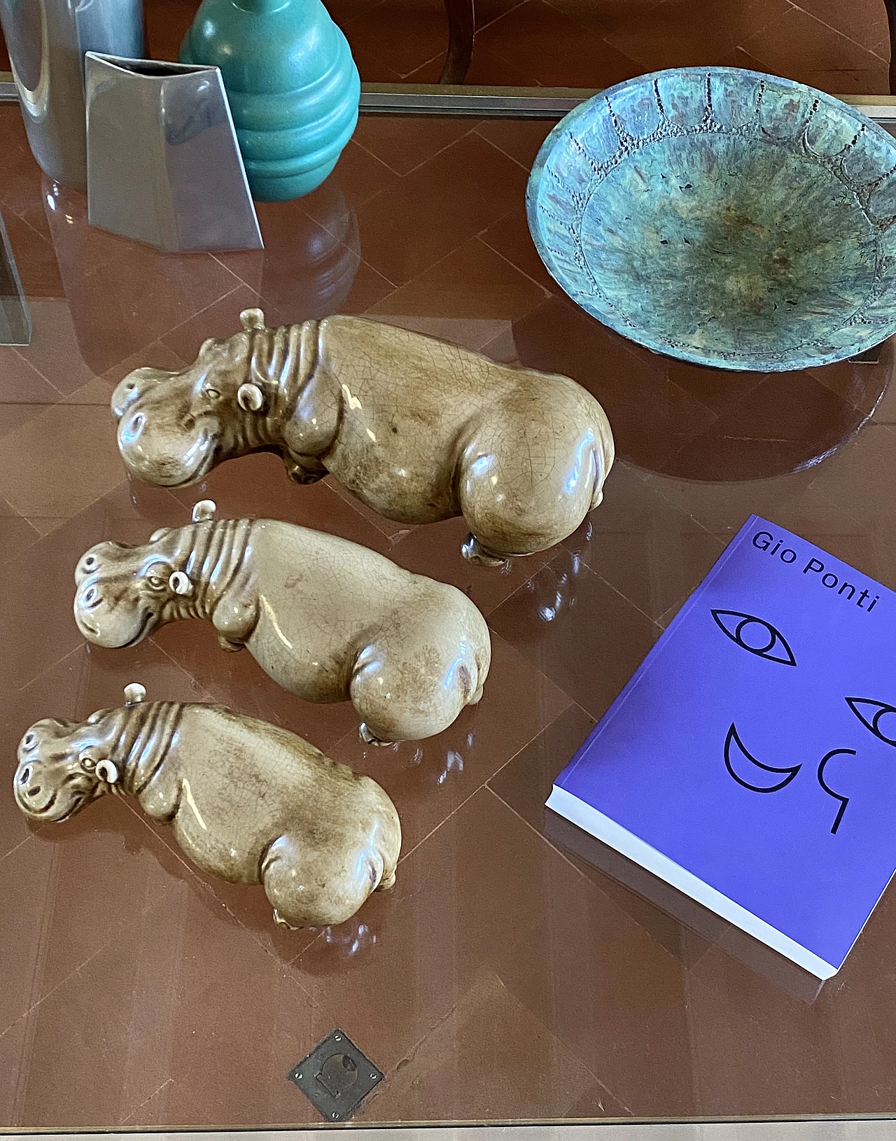 3 Beige ceramic hippos by Zaccagnini, 1950s 6