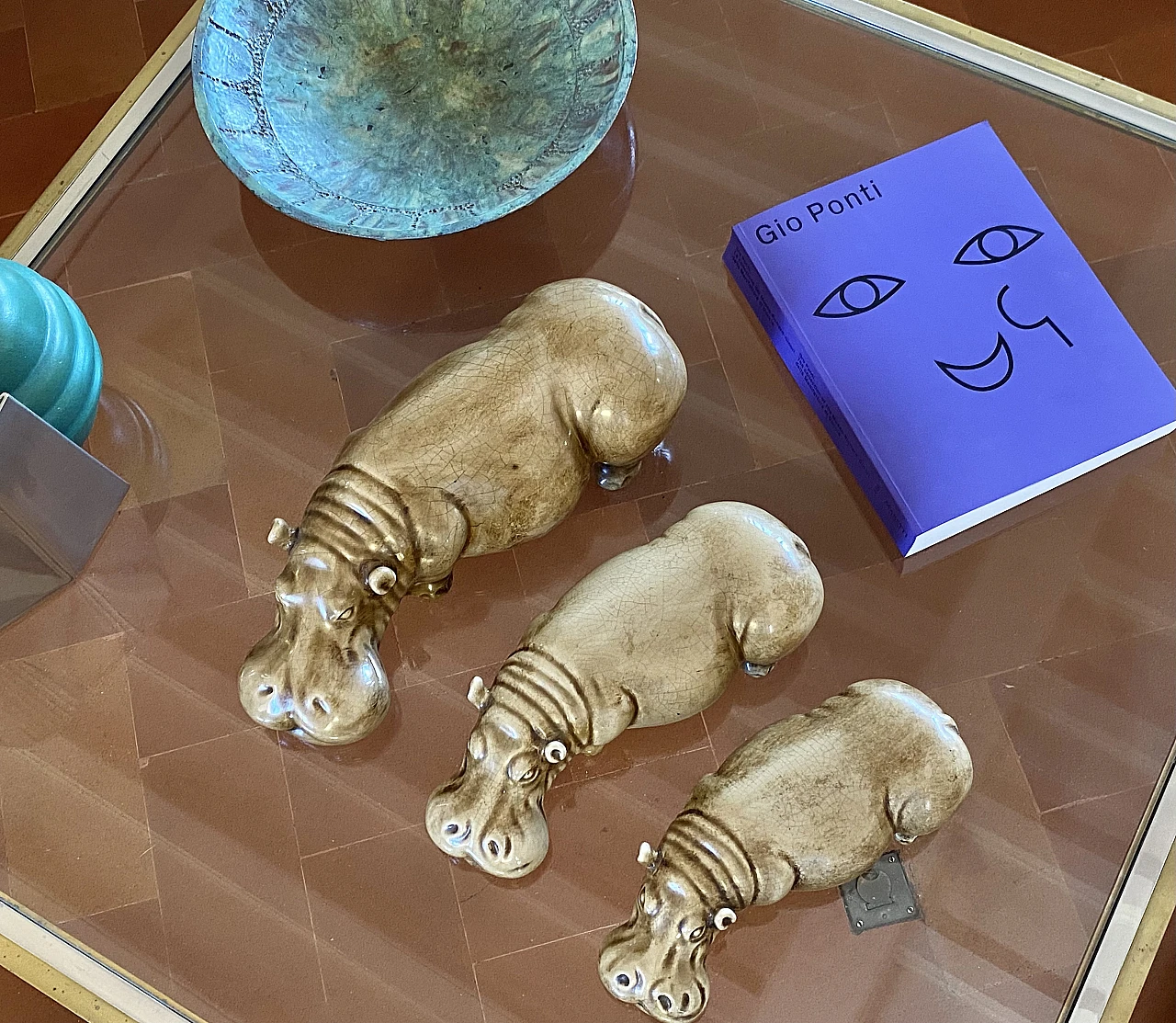 3 Beige ceramic hippos by Zaccagnini, 1950s 9